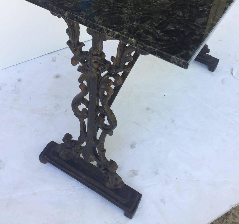 English Pub or Bistro Tables of Cast Iron with Granite Top (Pair