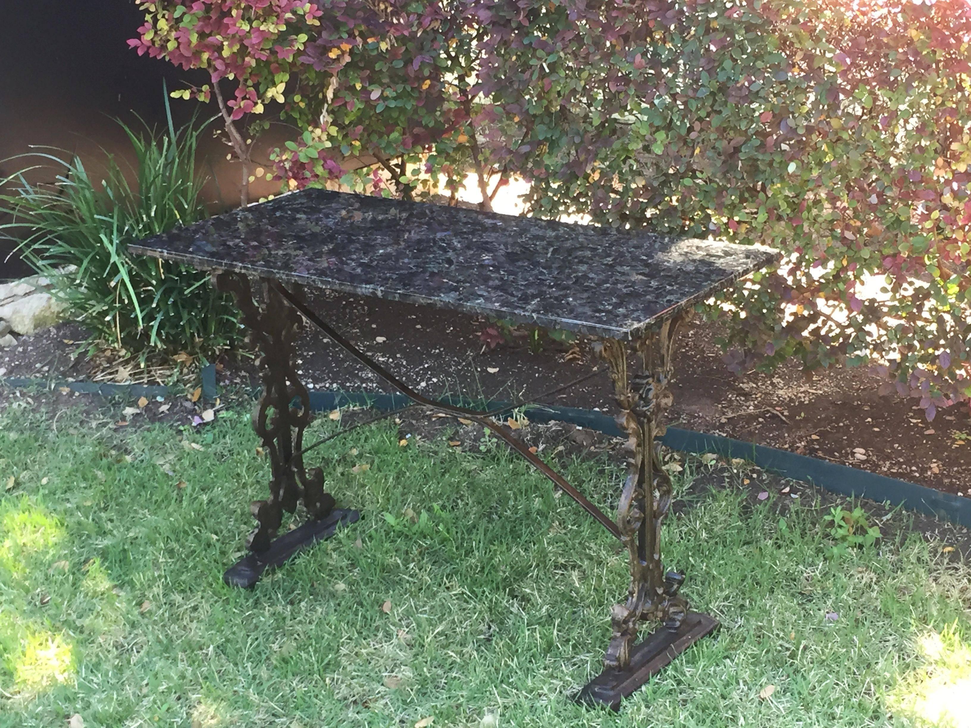 English Pub or Bistro Tables of Cast Iron with Granite Top (Pair Available) 1
