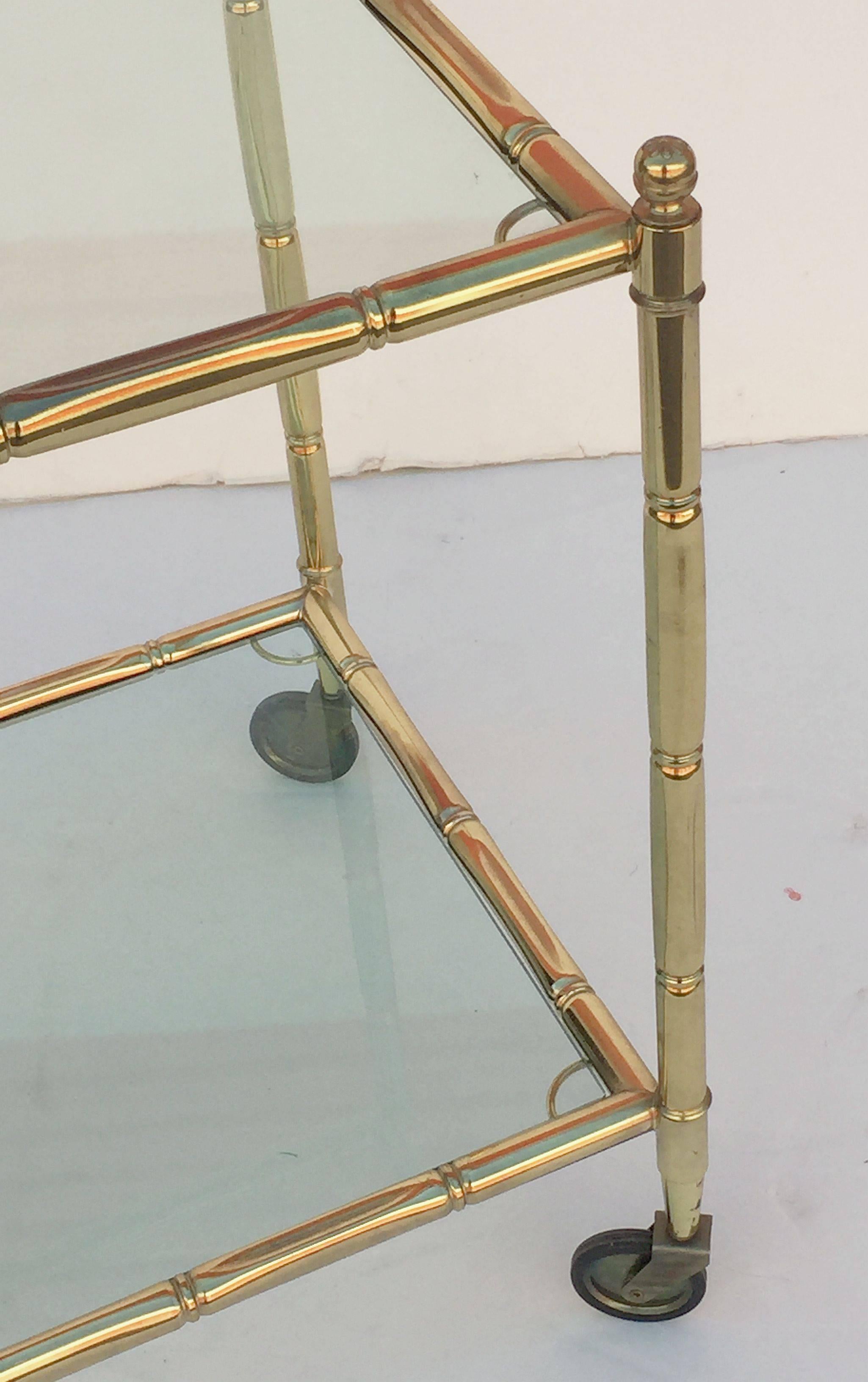 French Drinks Cart of Brass with Tinted Glass 4
