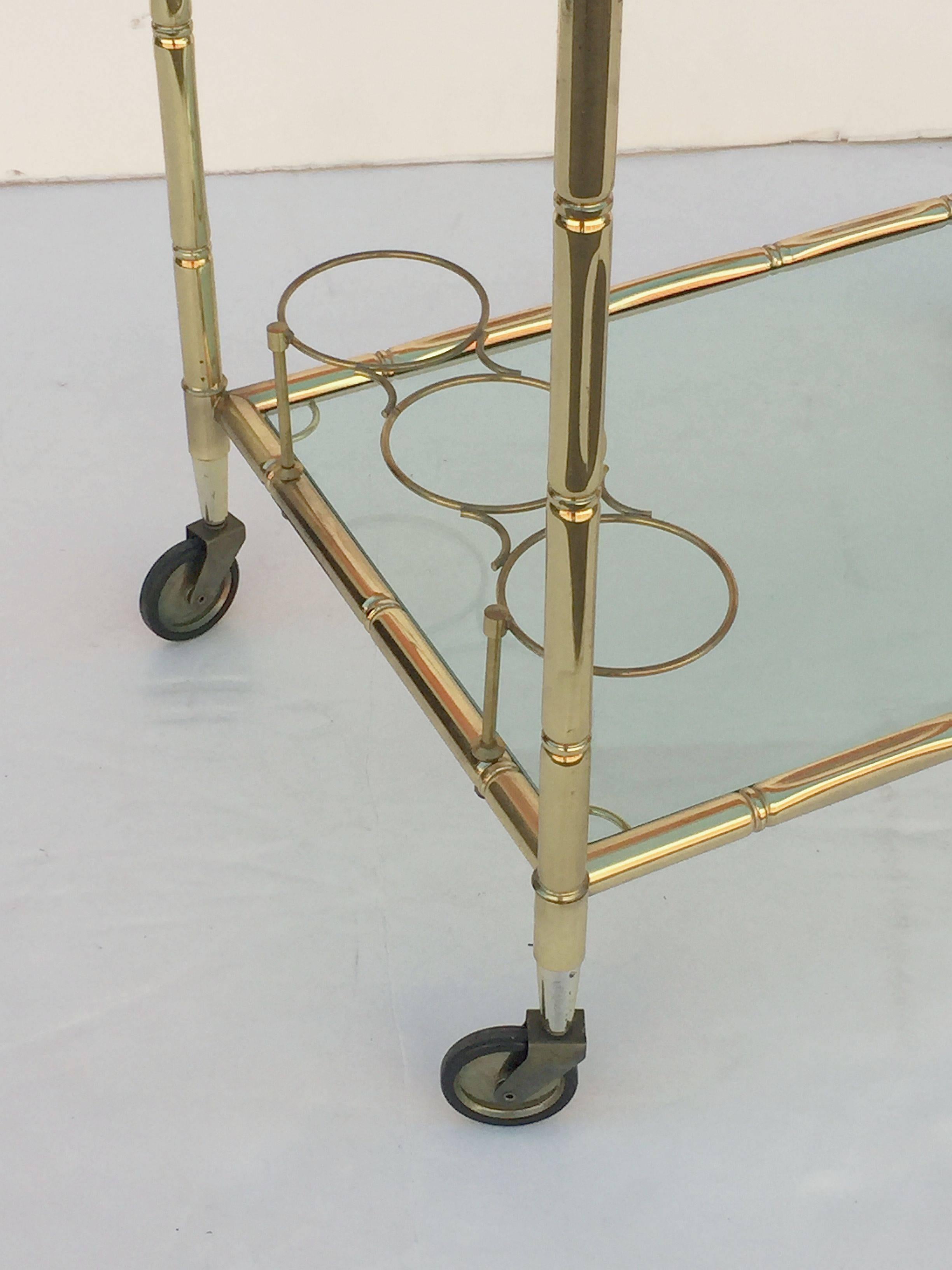 French Drinks Cart of Brass with Tinted Glass 5
