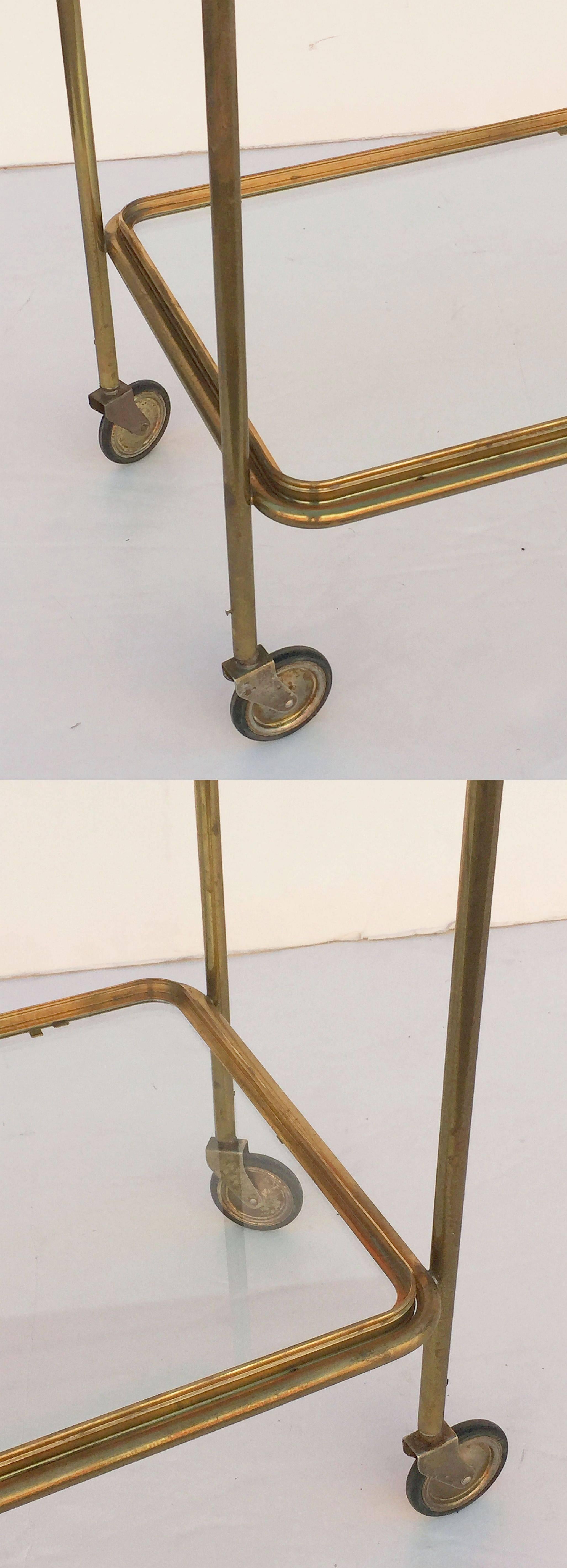 French Drinks Cart of Brass with Removable Top Serving Tray 5