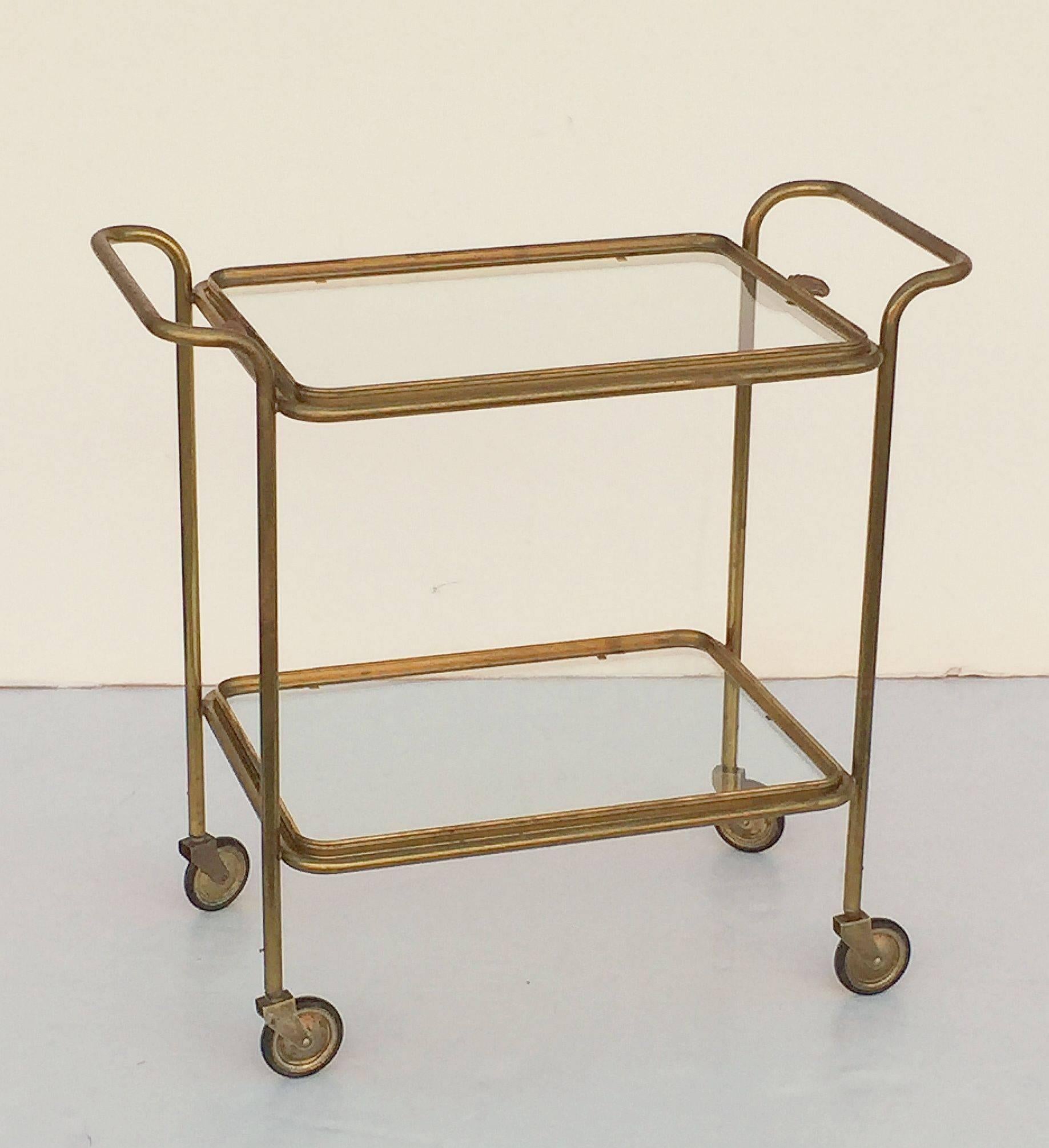 French Drinks Cart of Brass with Removable Top Serving Tray 1