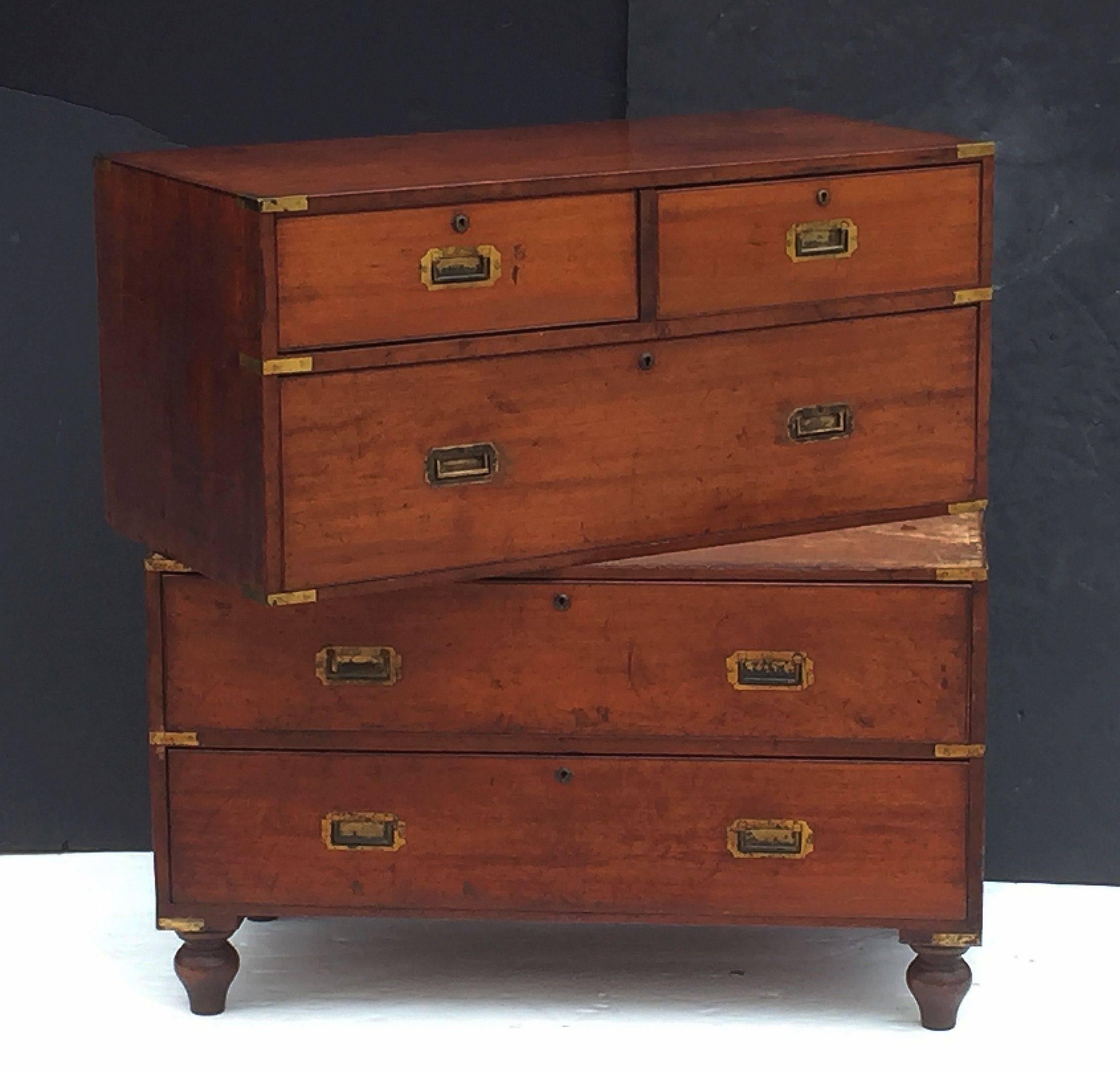 British Military Officer's Campaign Chest of Brass-Bound Teak 1