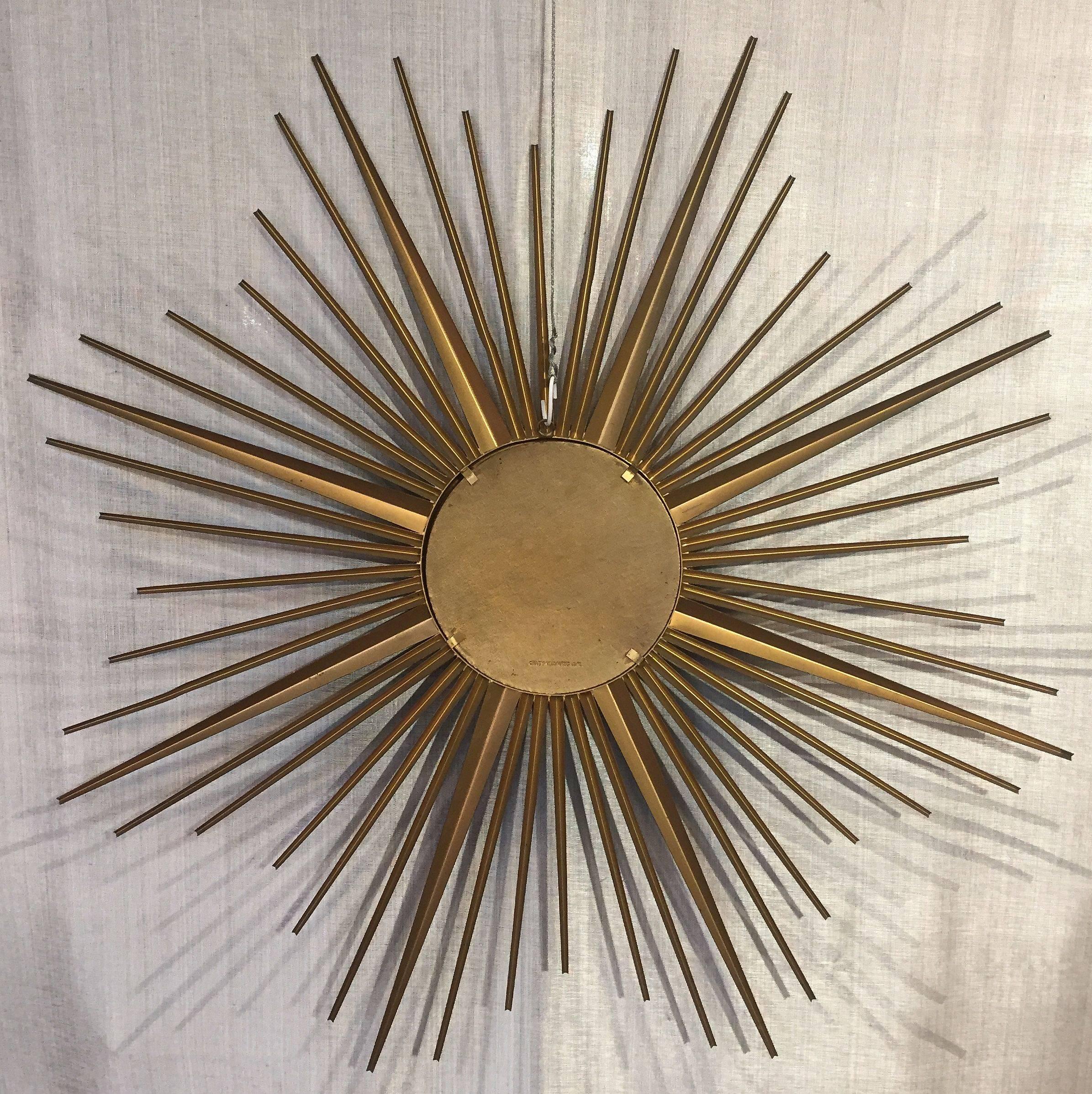 French Gilt Metal Sunburst or Starburst Mirror by Chaty Vallauris (Dia 33 1/2) 4