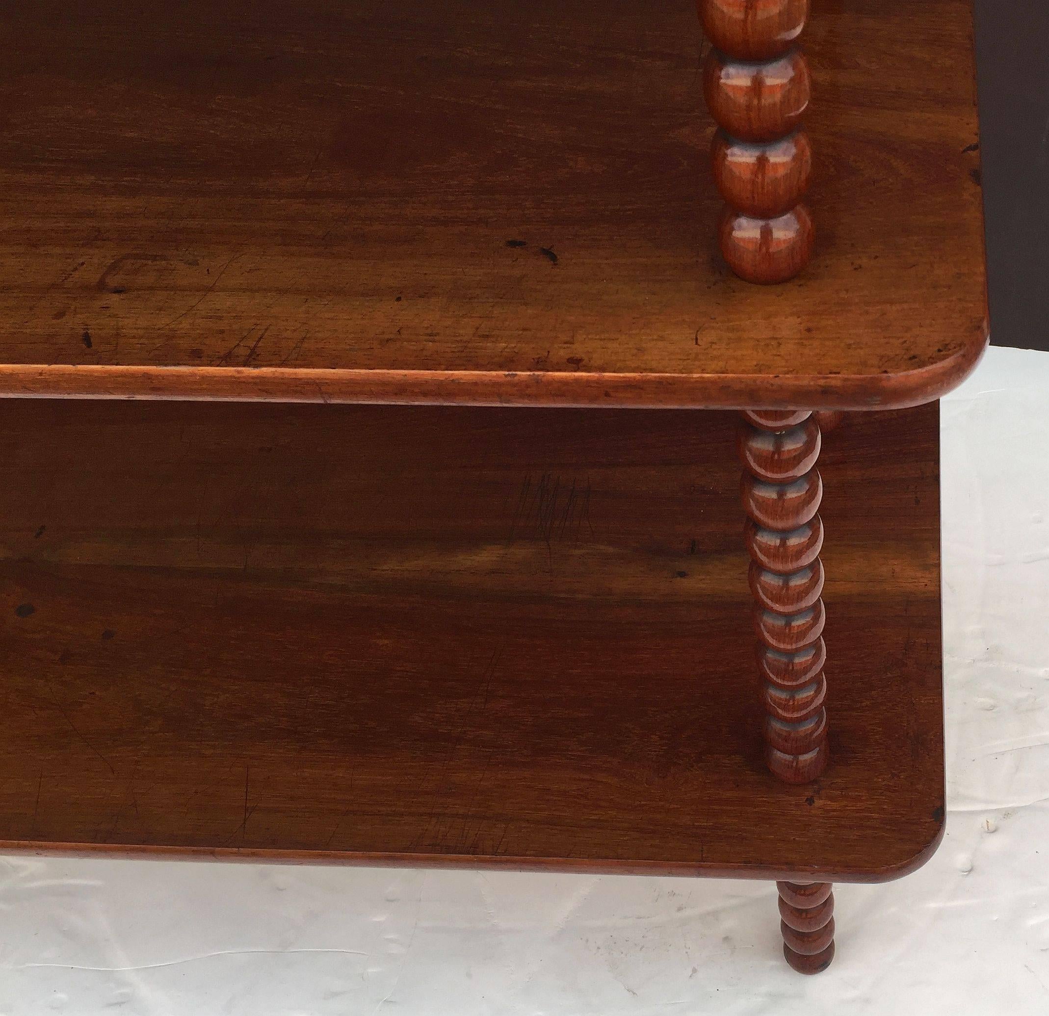 English Console Shelves of Mahogany with Bobbin Turned Supports For Sale 2