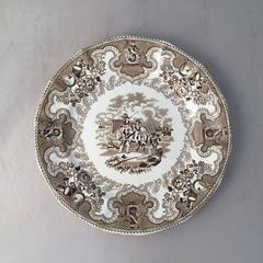 English Brown and White Plate, 'Texian Campaigne' by Thomas Walker