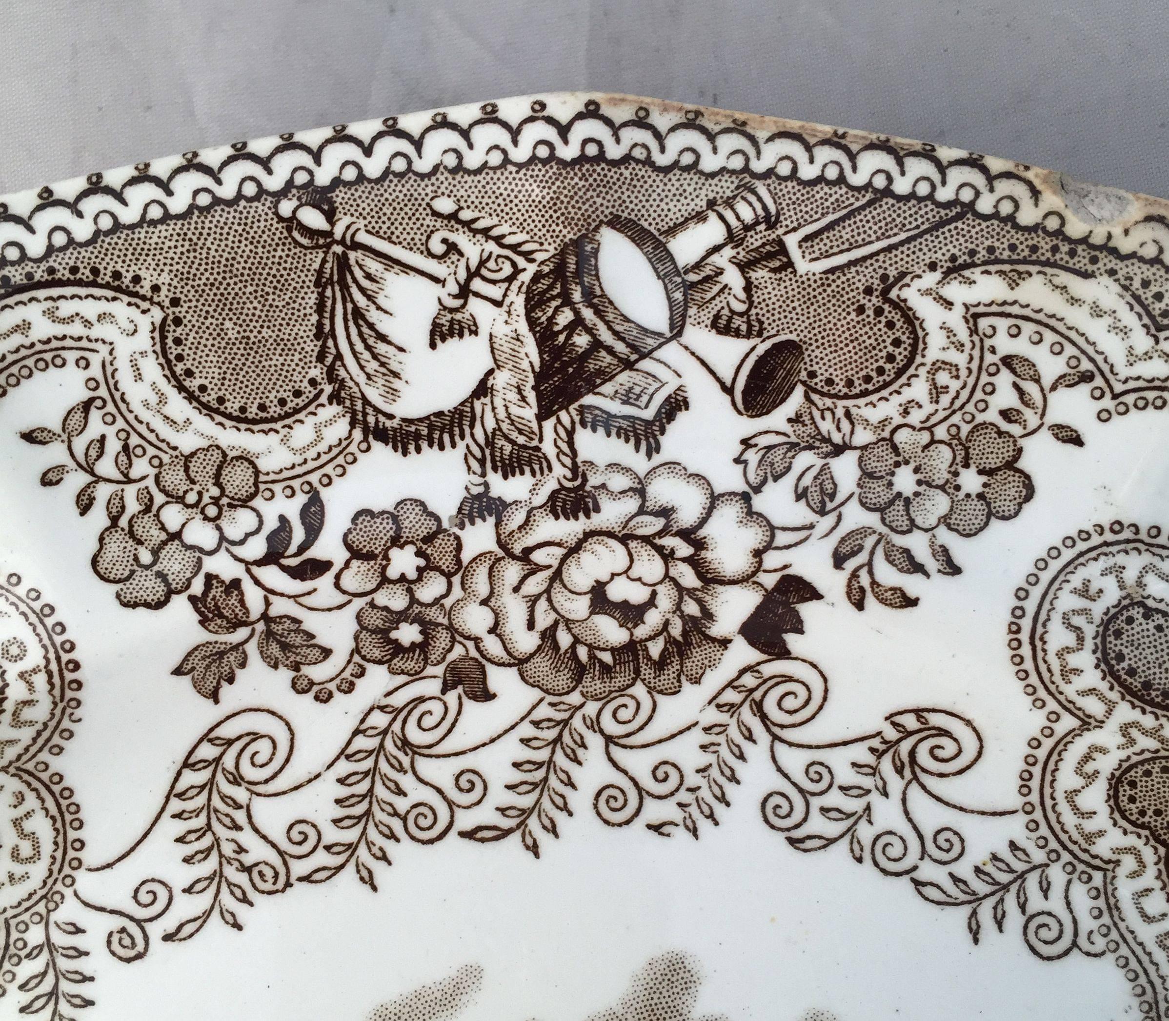 19th Century English Brown and White Plate, 'Texian Campaigne' by Thomas Walker