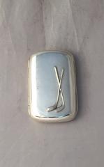 English Sterling Silver Box with Golf Clubs Motif, circa 1884