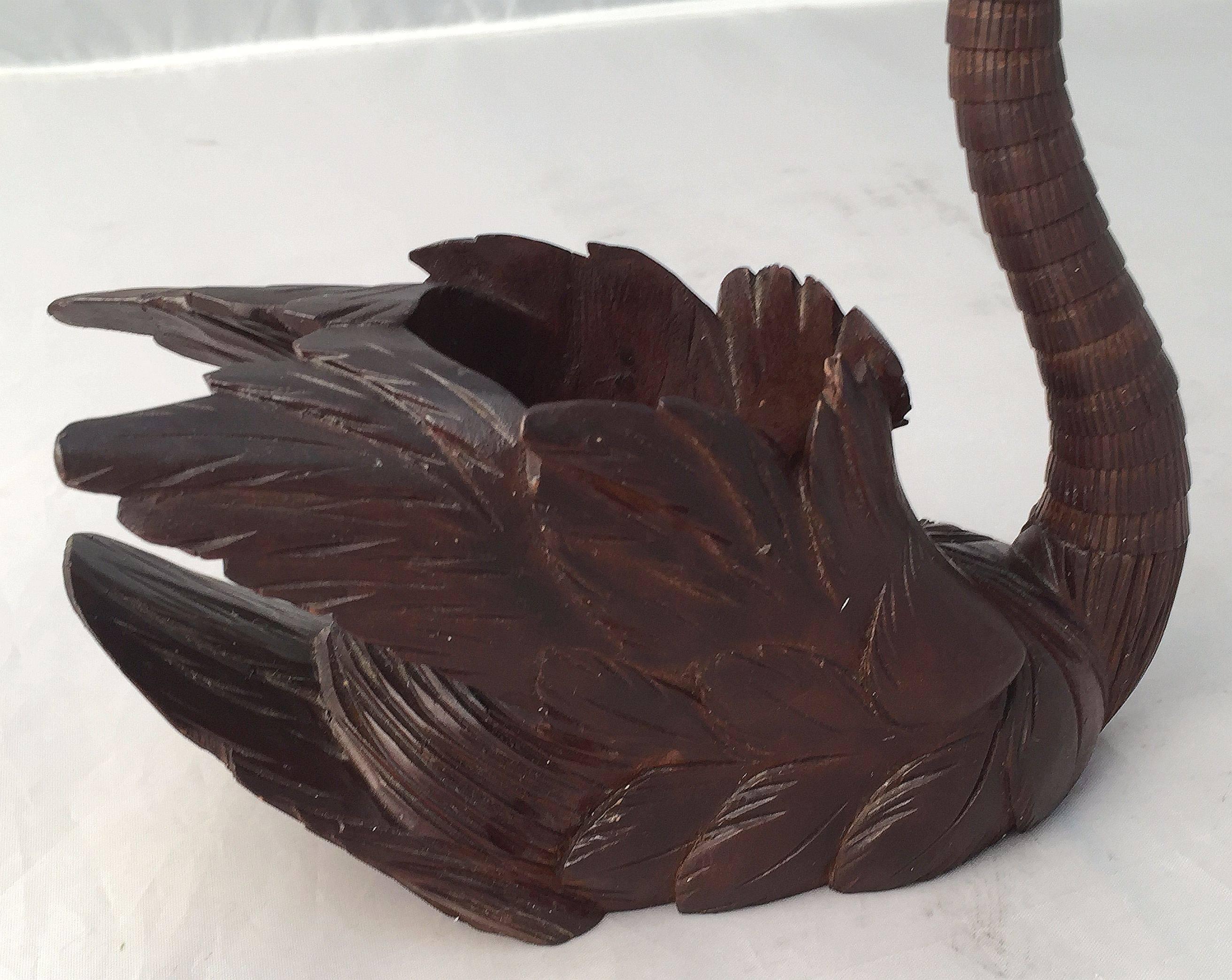 Swiss Black Forest Wooden Swan with Articulated Head and Neck