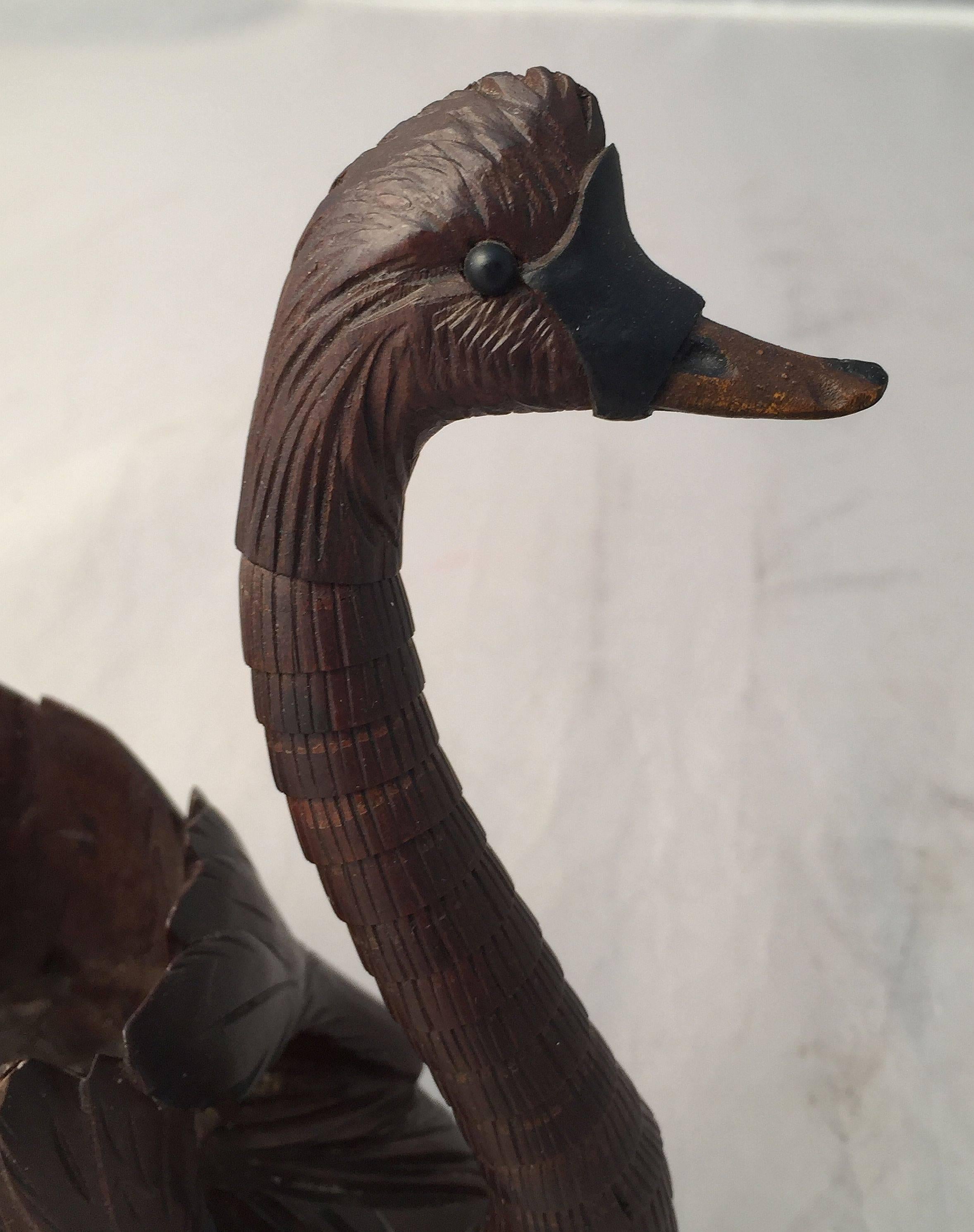 wooden swan carving