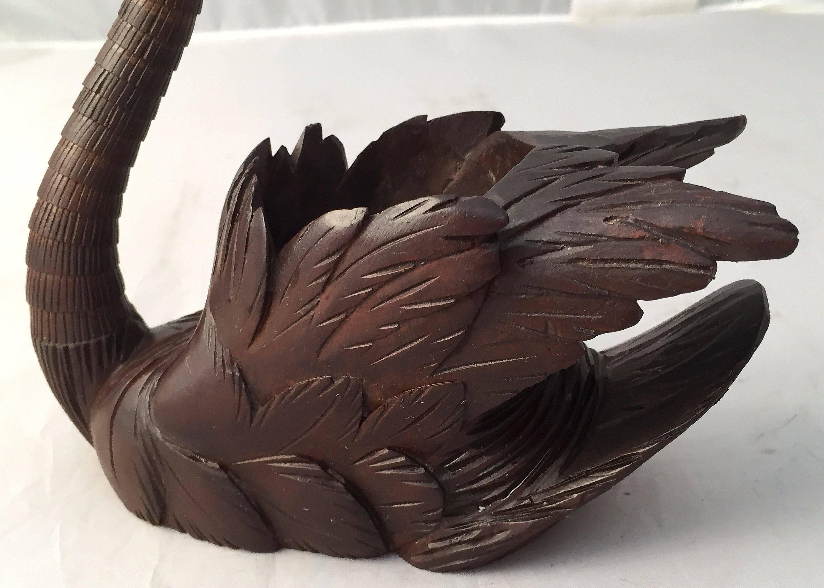 19th Century Black Forest Wooden Swan with Articulated Head and Neck