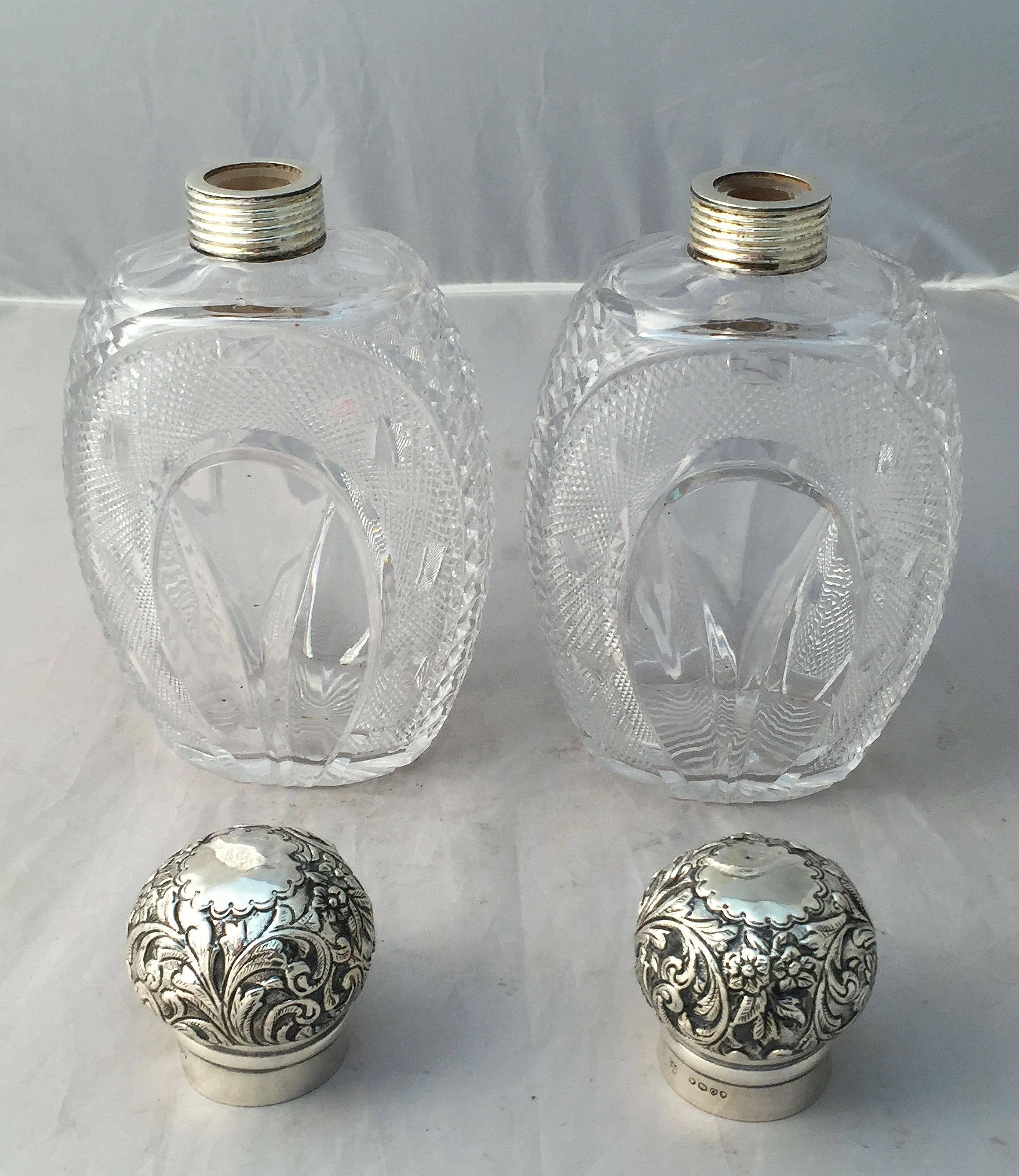 English Crystal Bottles with Sterling Silver Tops, circa 1889 5