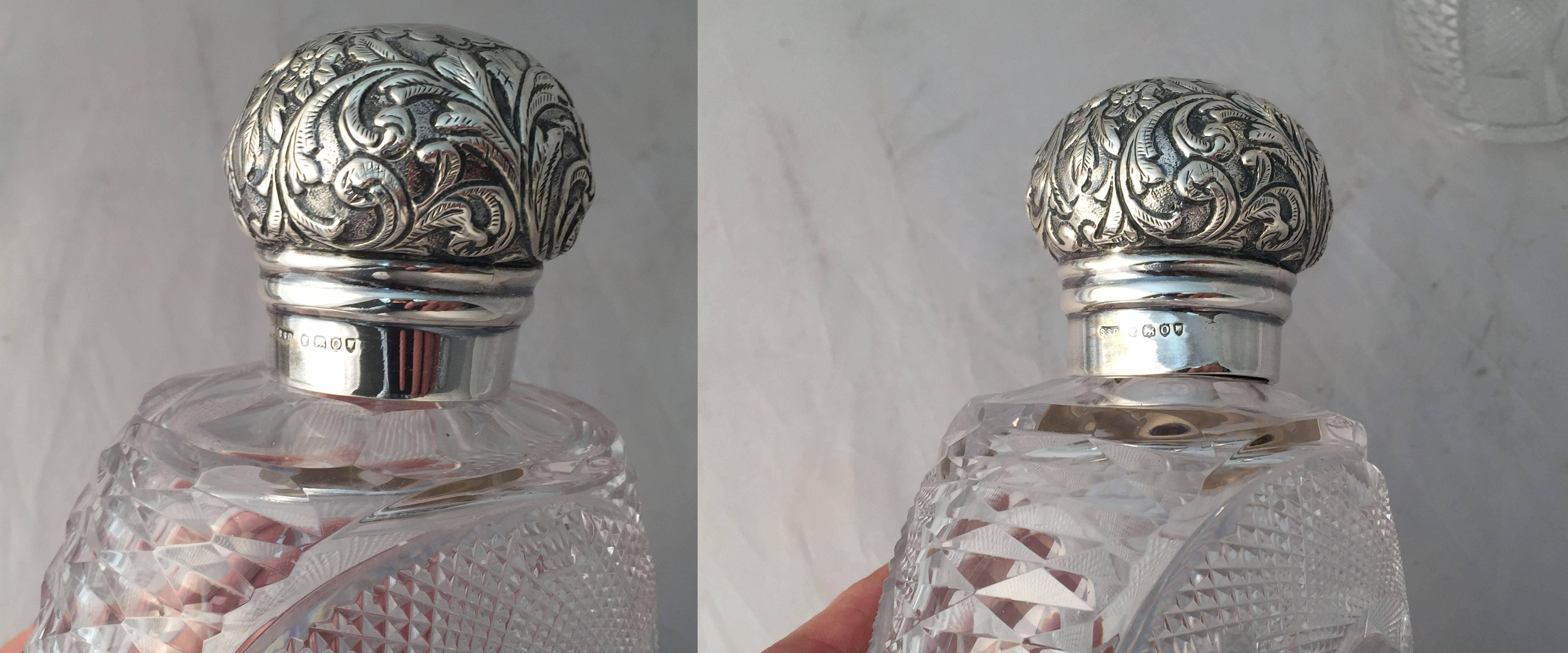 English Crystal Bottles with Sterling Silver Tops, circa 1889 3