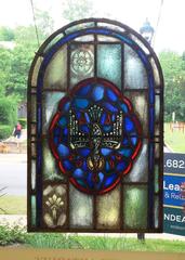 American Stained Glass Arched Window, Holy Spirit, Early 20th Century