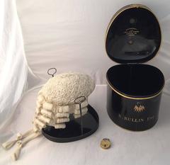 English Barrister's Wig in Tole Box with Riser by Ravenscroft Law