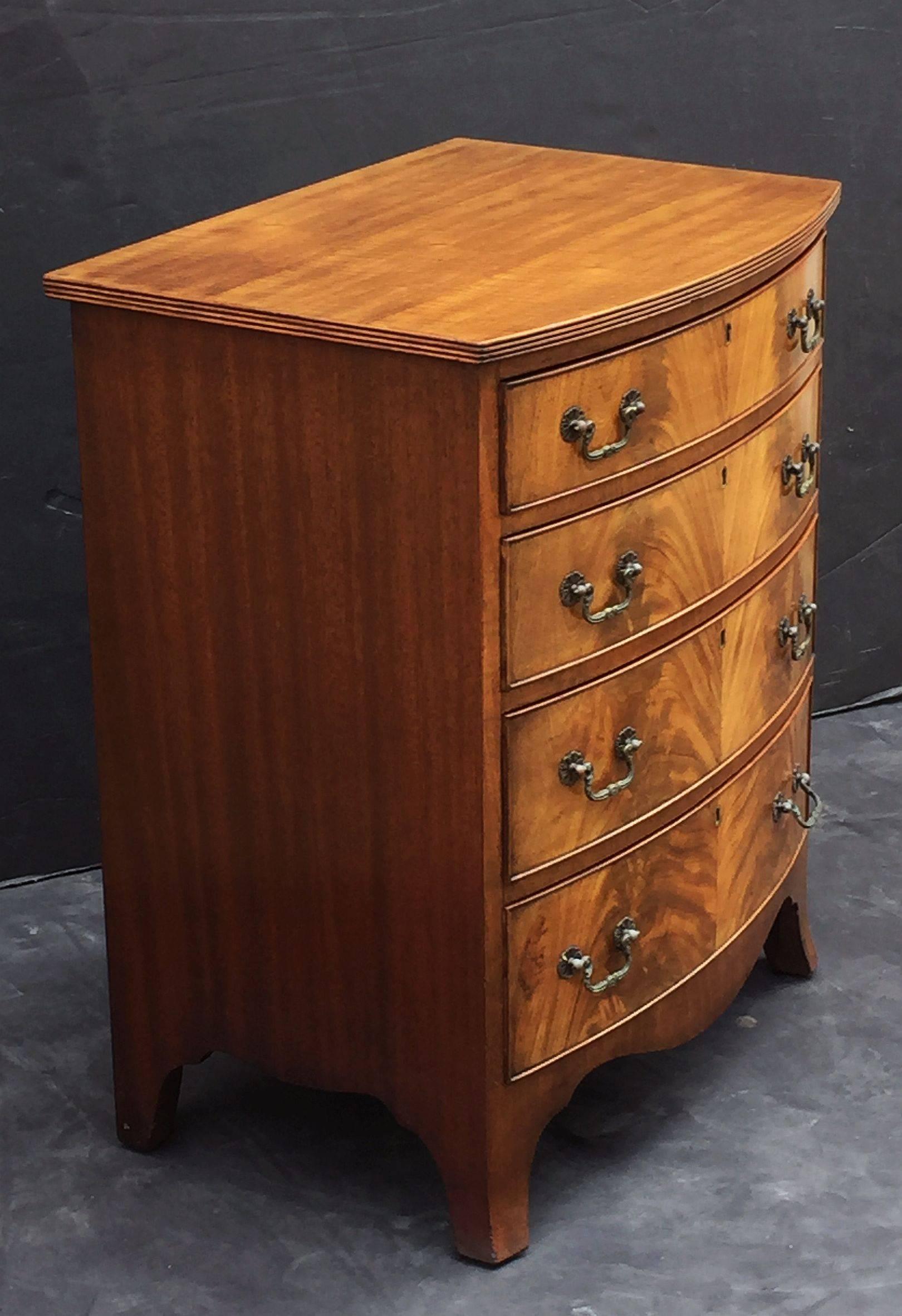 English Bow Front Small Chest of Flame-Cut Mahogany 1