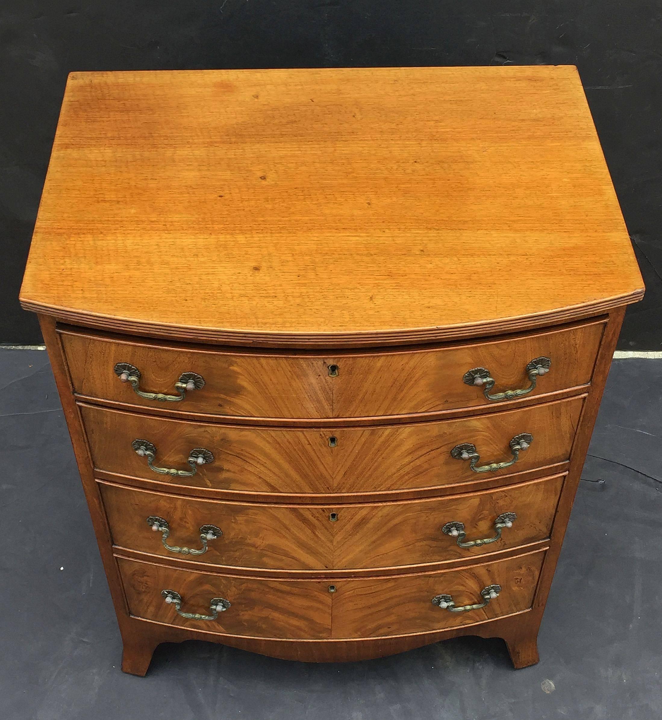 English Bow Front Small Chest of Flame-Cut Mahogany 2