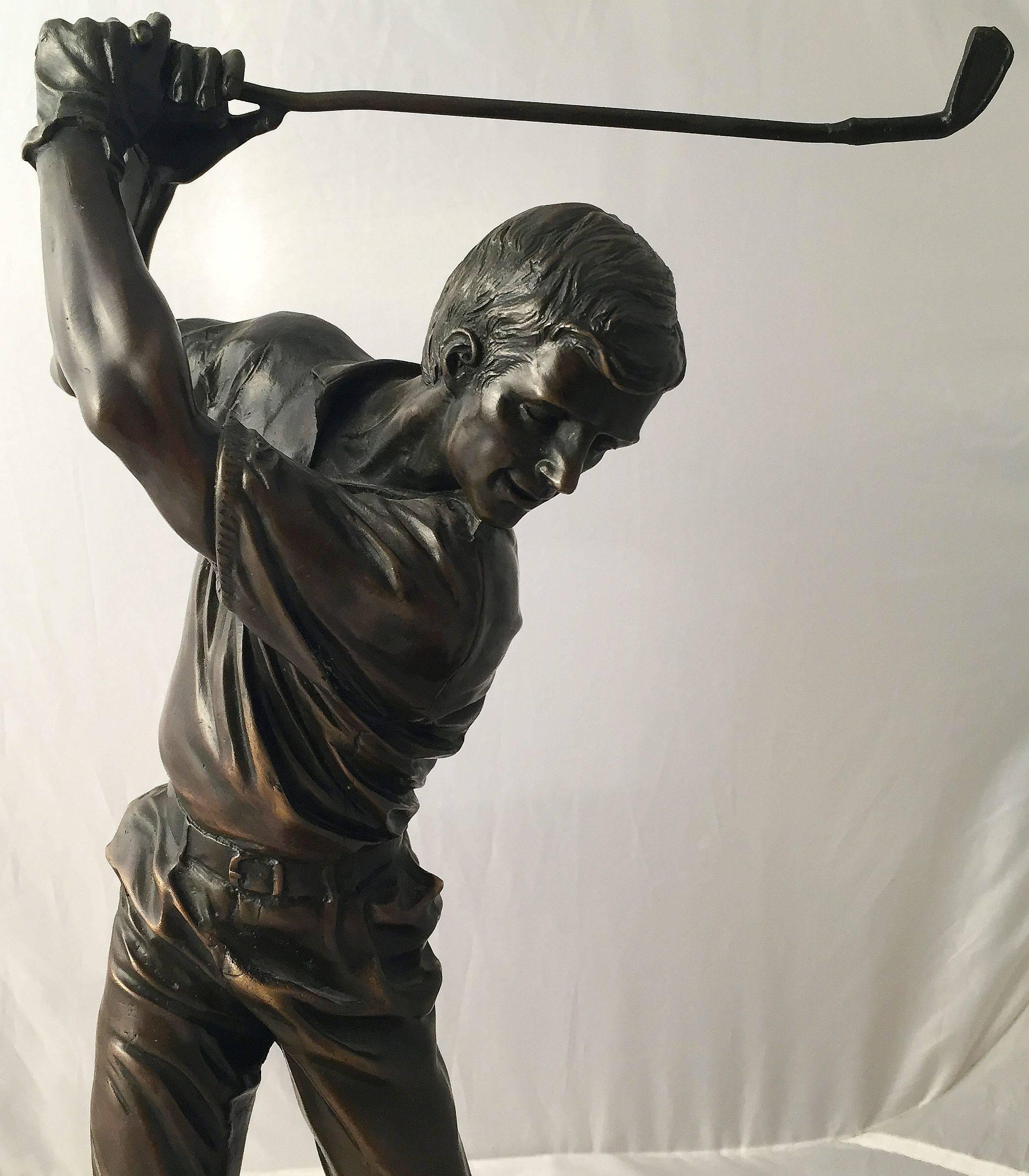 French Figural Bronze of a Golfer on a Marble Base 2