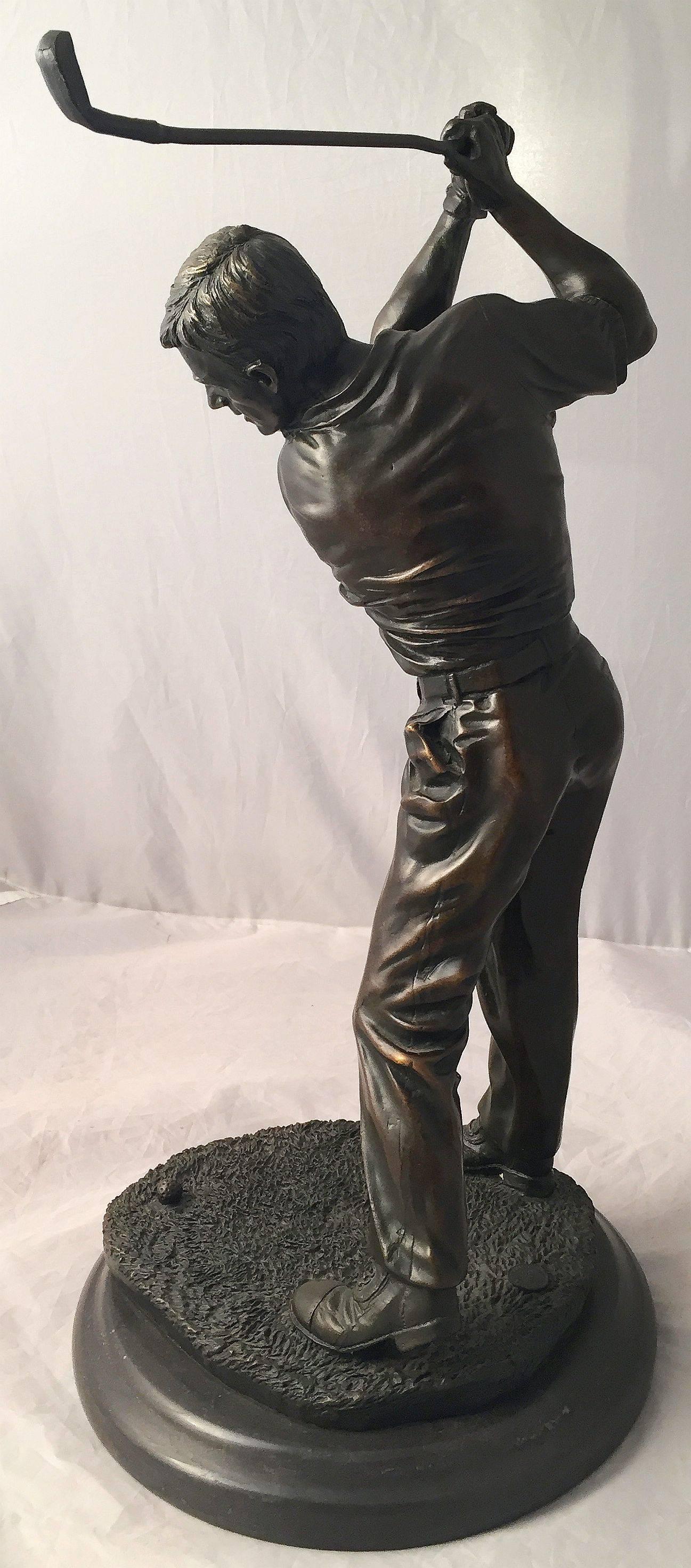 20th Century French Figural Bronze of a Golfer on a Marble Base