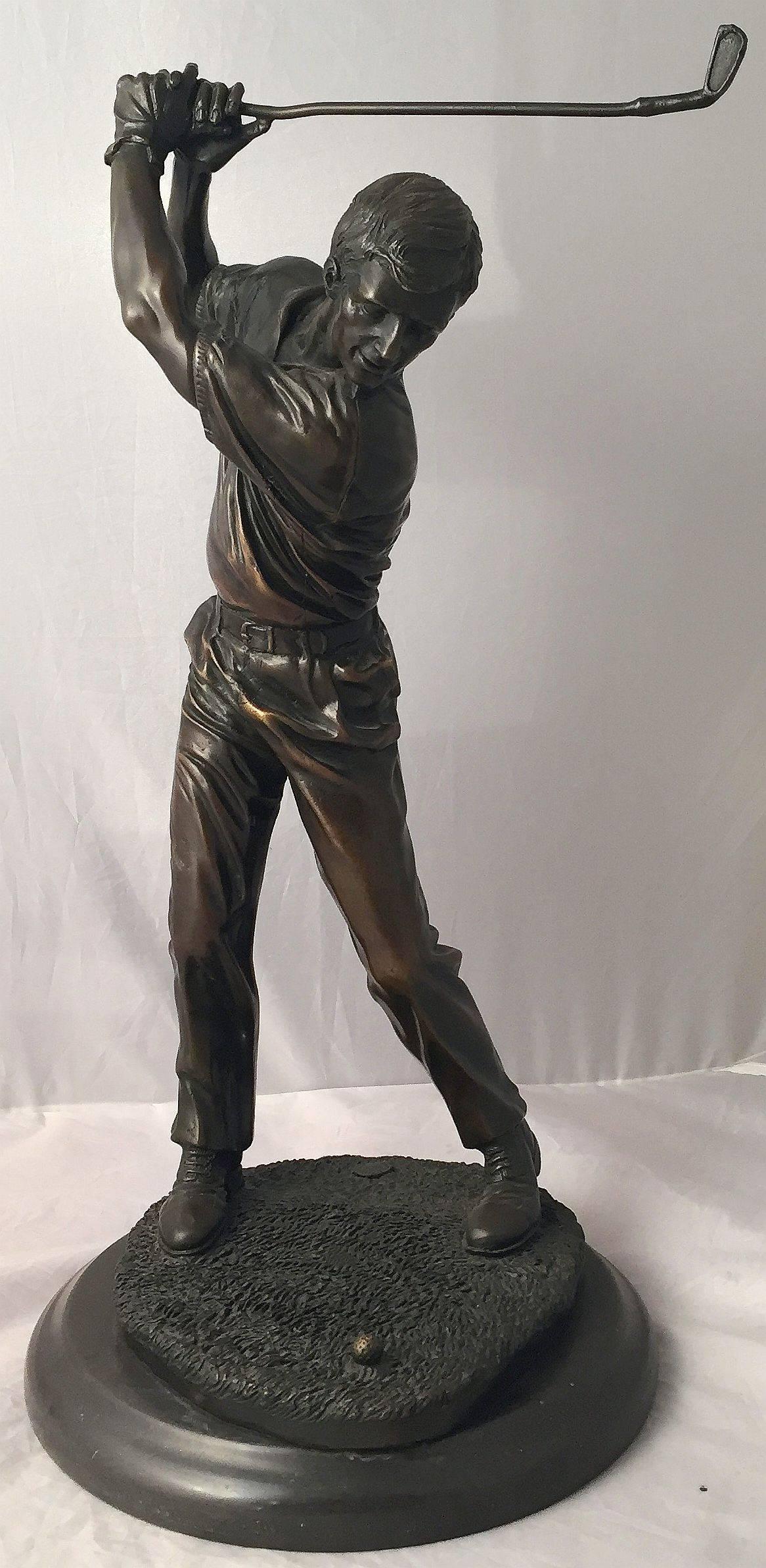 French Figural Bronze of a Golfer on a Marble Base 1