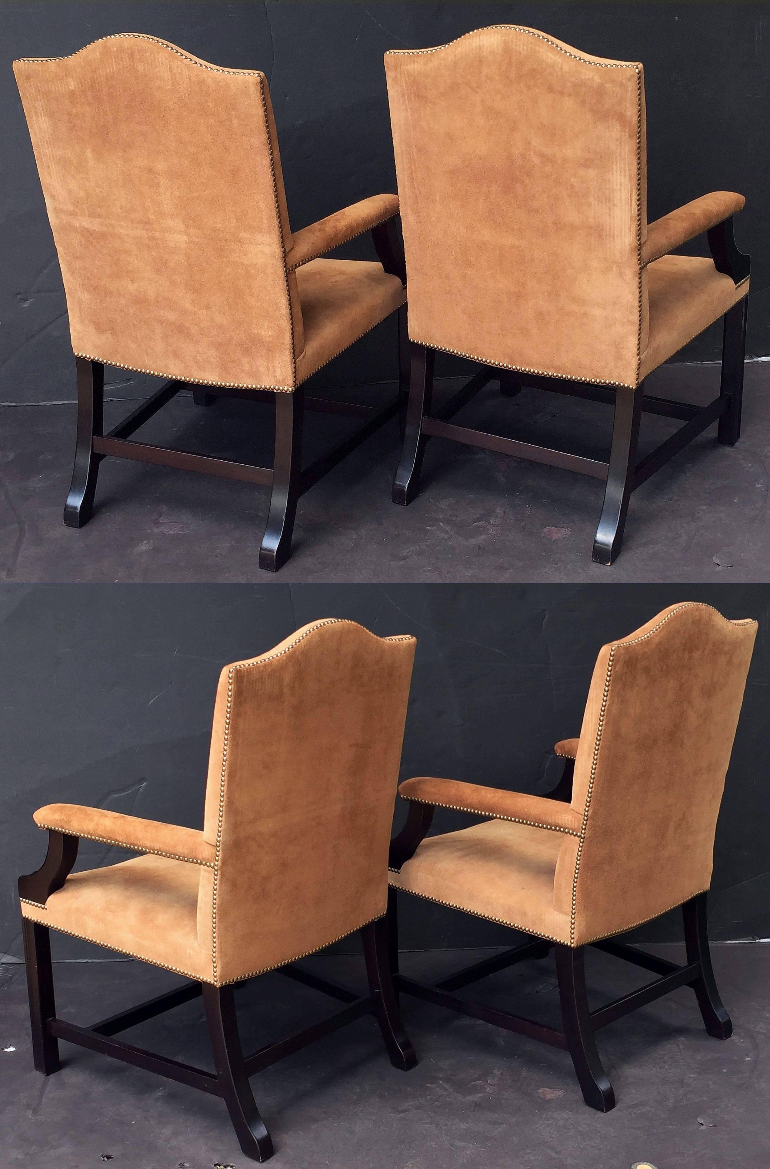 English Library Armchairs with Suede Leather Covers by George Smith 2