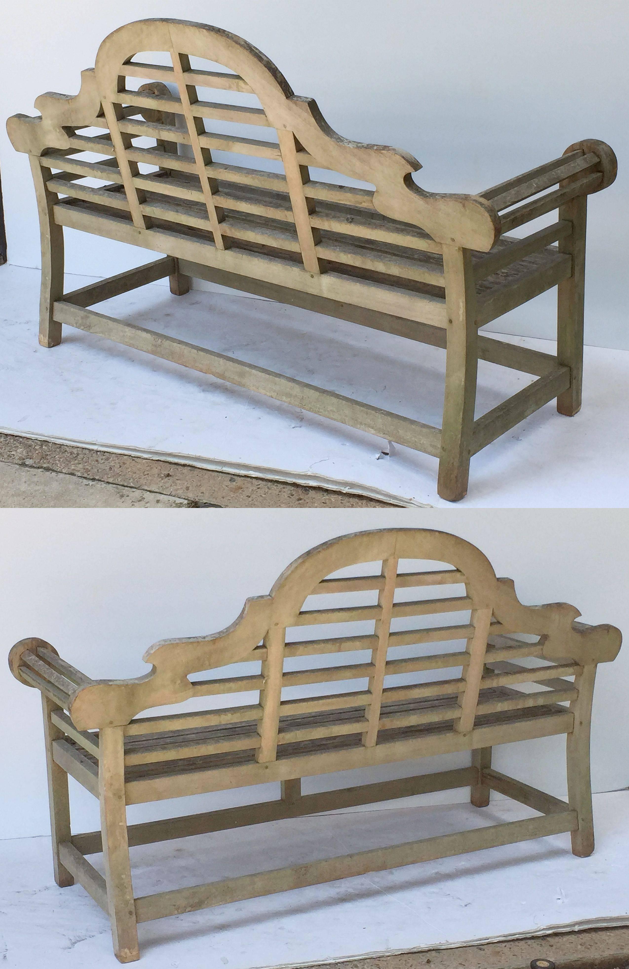 English Pair of Lutyens Style Garden Bench Seats of Teak