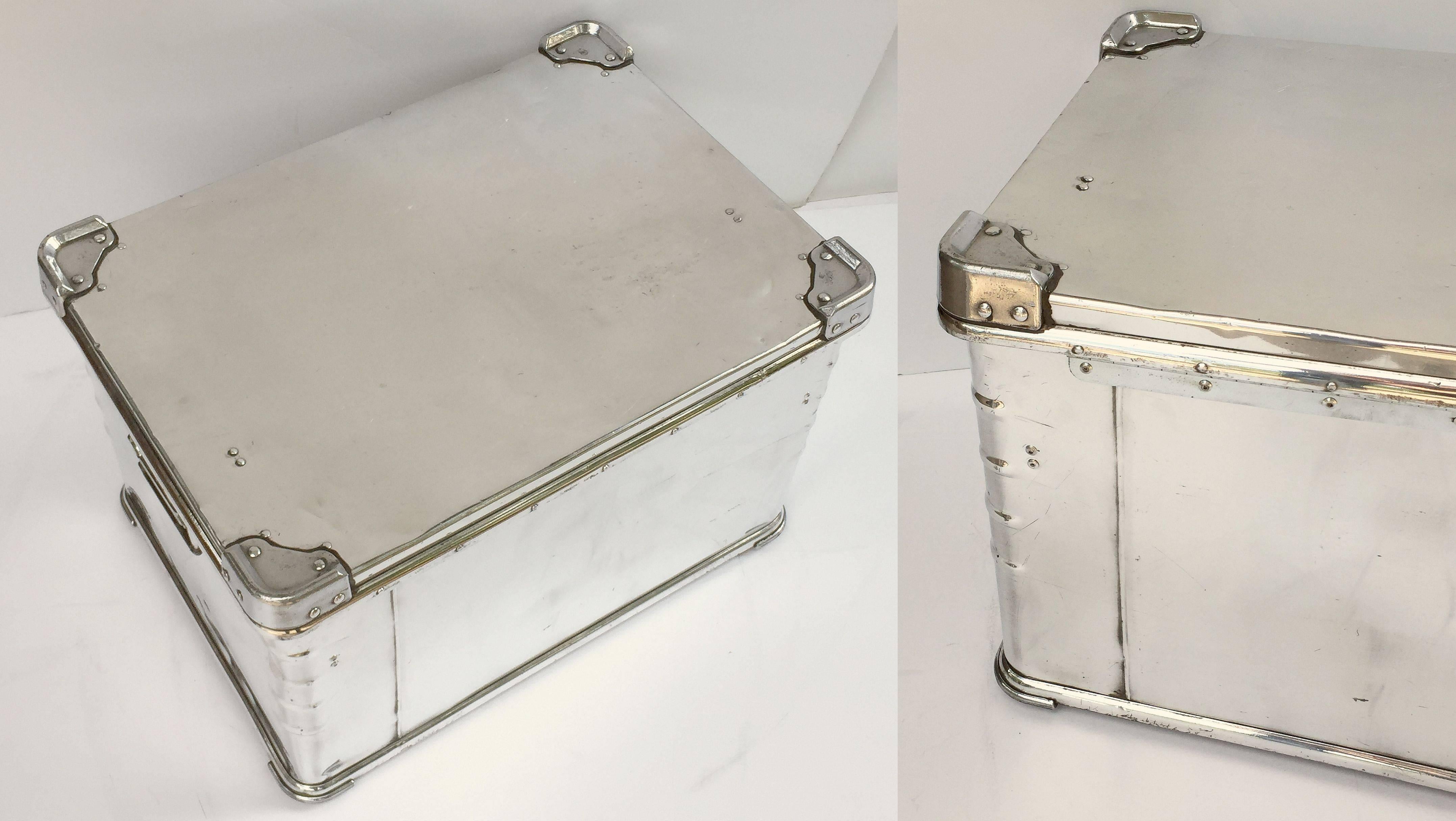 Metal German Luggage Trunks of Polished Aluminum 'Individually Priced'