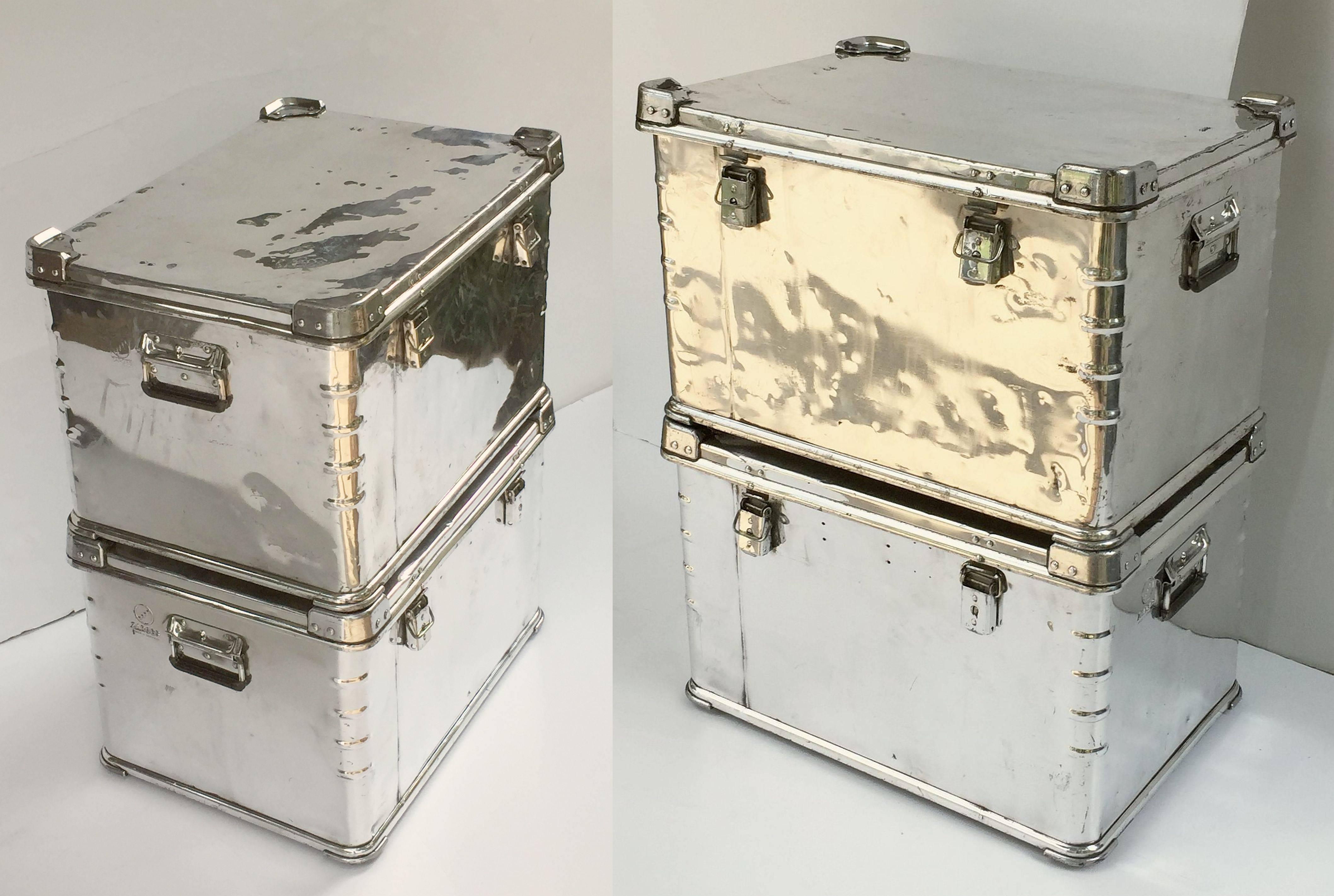 20th Century German Luggage Trunks of Polished Aluminum 'Individually Priced'