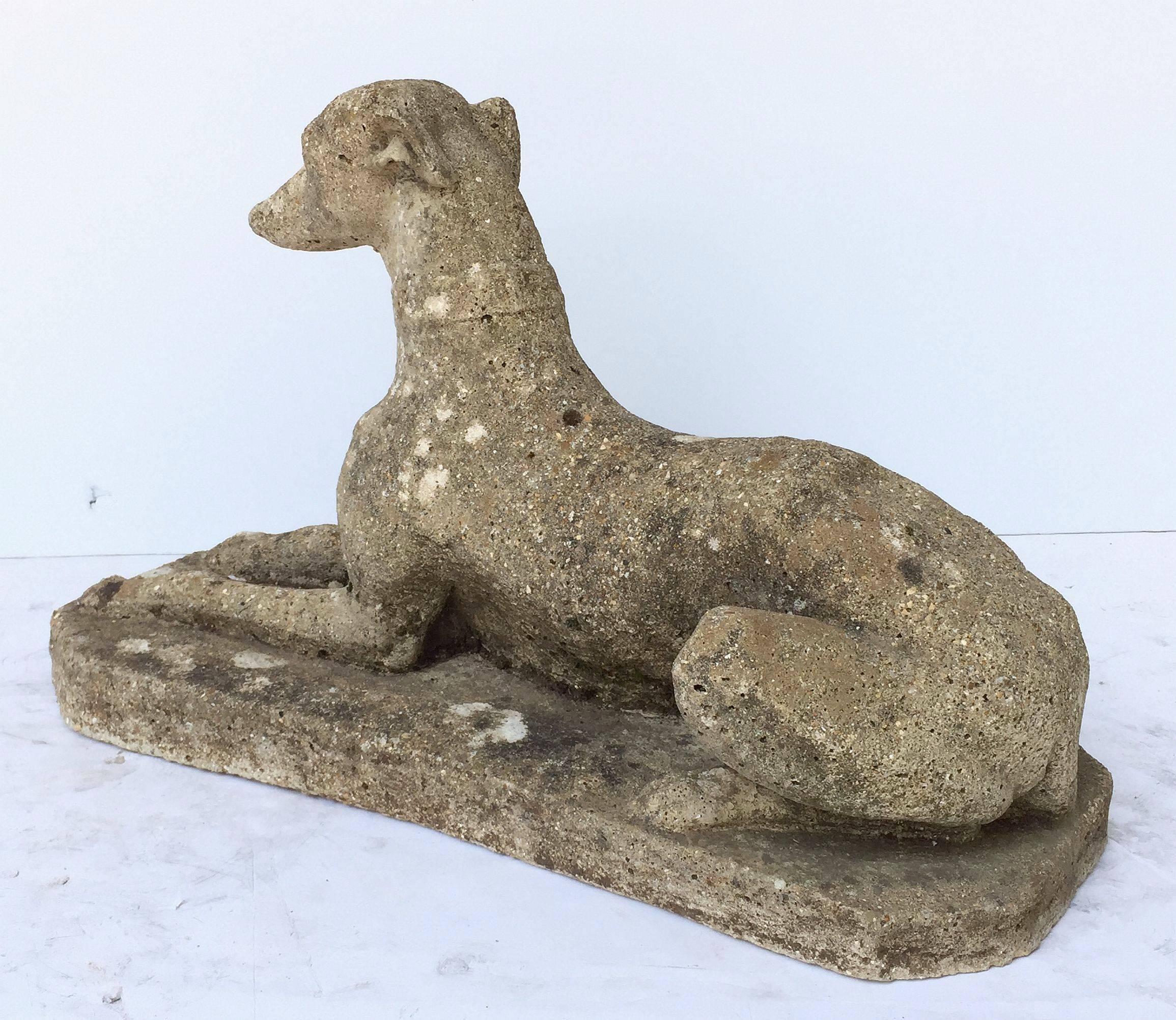 English Garden Stone Statue of a Greyhound or Whippet In Excellent Condition In Austin, TX
