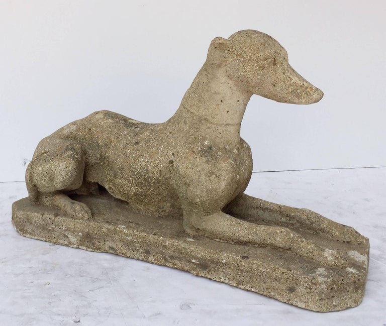English Garden Stone Statue of a Greyhound or Whippet at 1stDibs