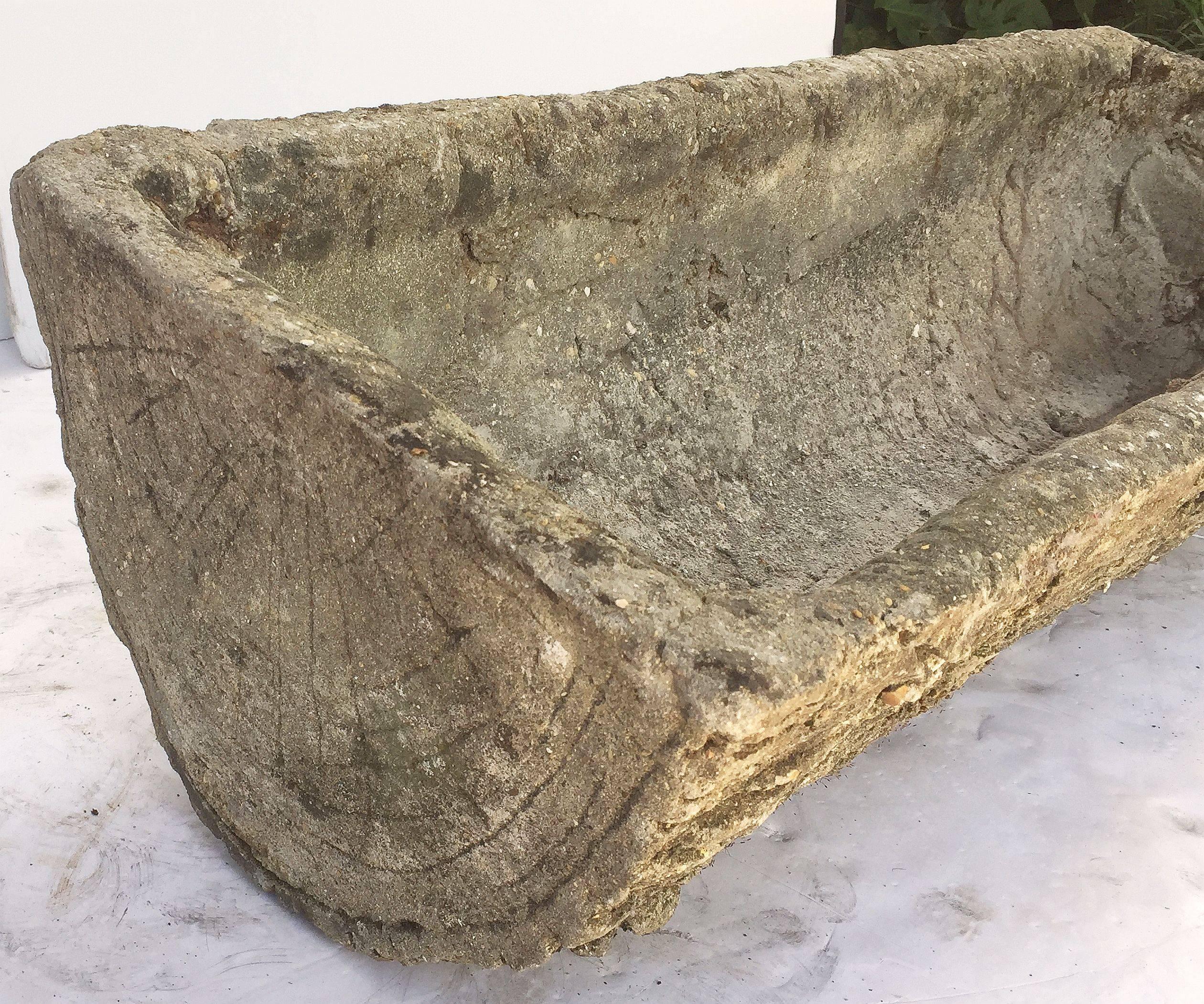 Large English Garden Stone Faux Bois Log Planters 'Individually Priced' 2