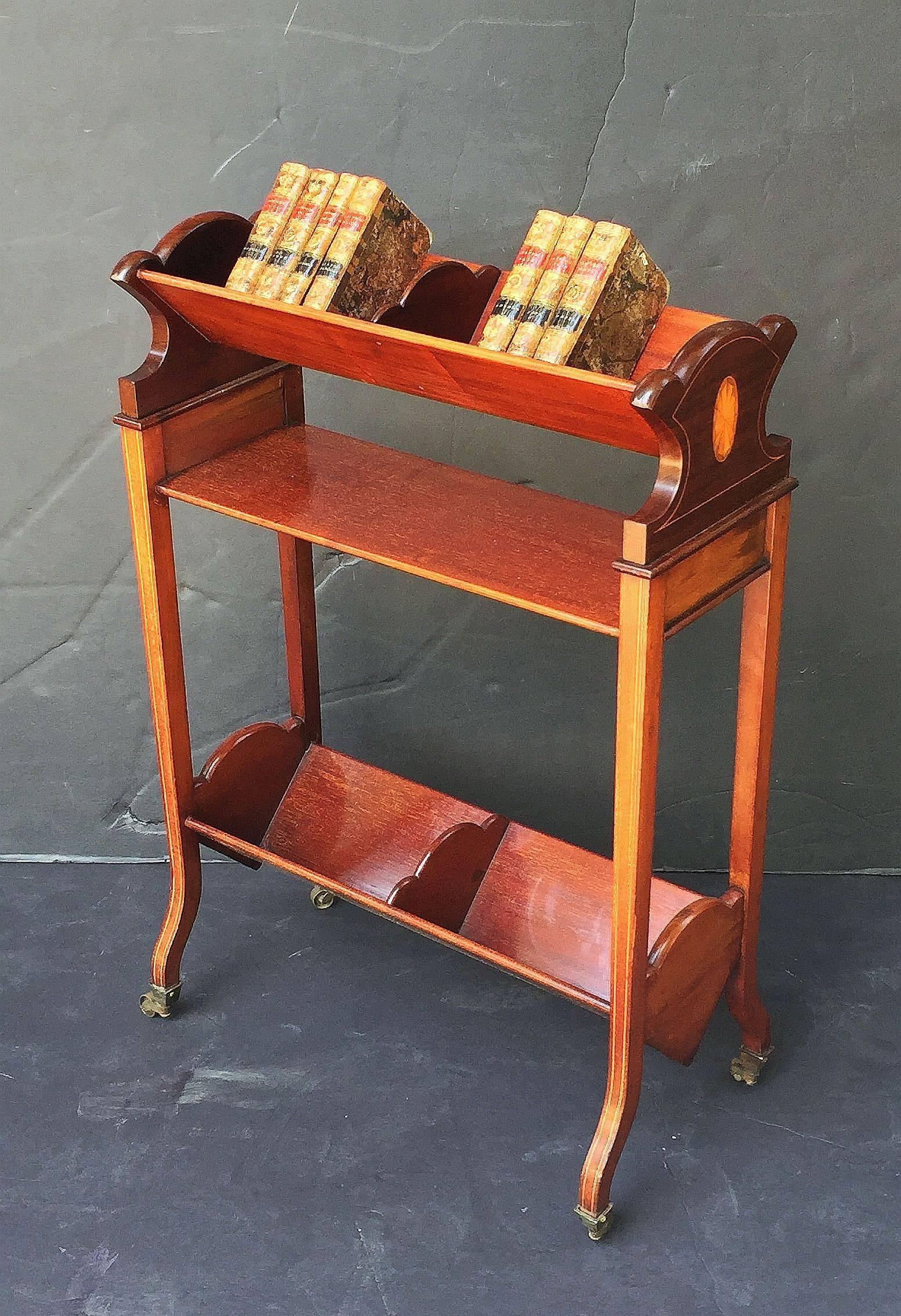 Inlay English Bookstand of Inlaid Mahogany from the Edwardian Era