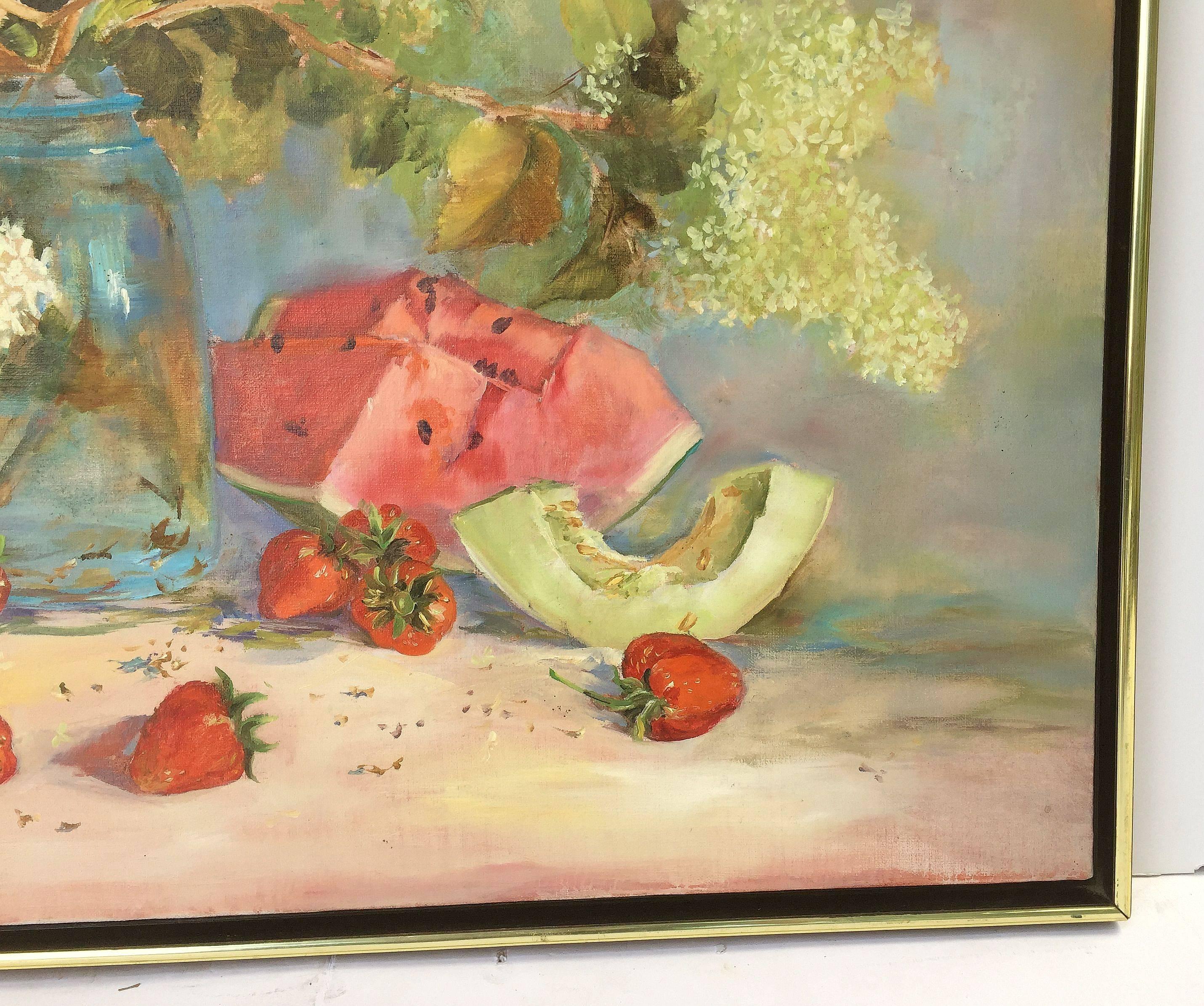 Large American School Still Life Painting on Canvas 2