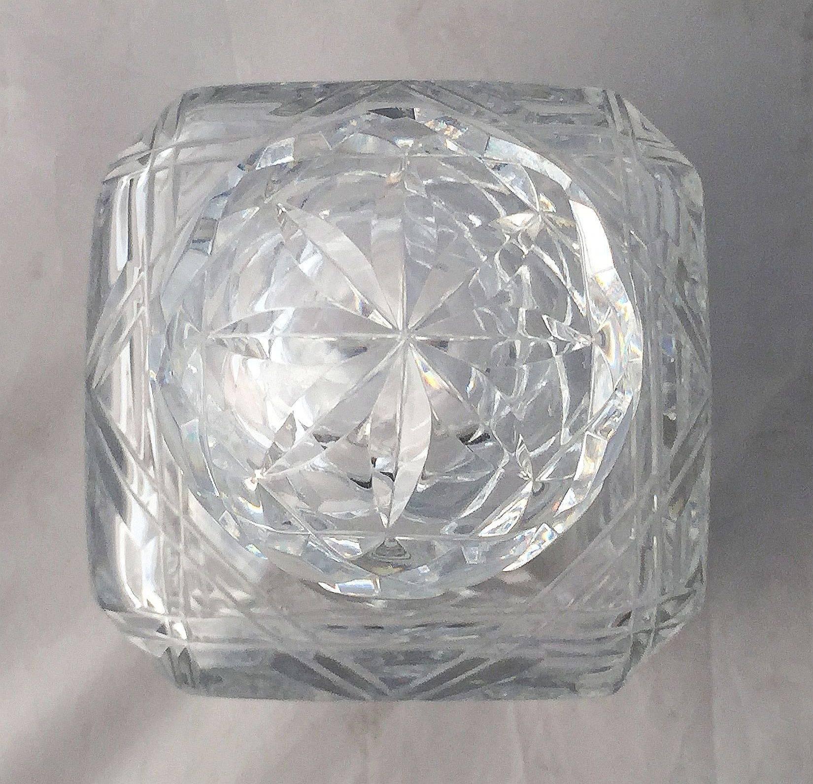 English Cut Crystal Spirits or Whiskey Decanter with Sterling Silver Collar In Excellent Condition In Austin, TX