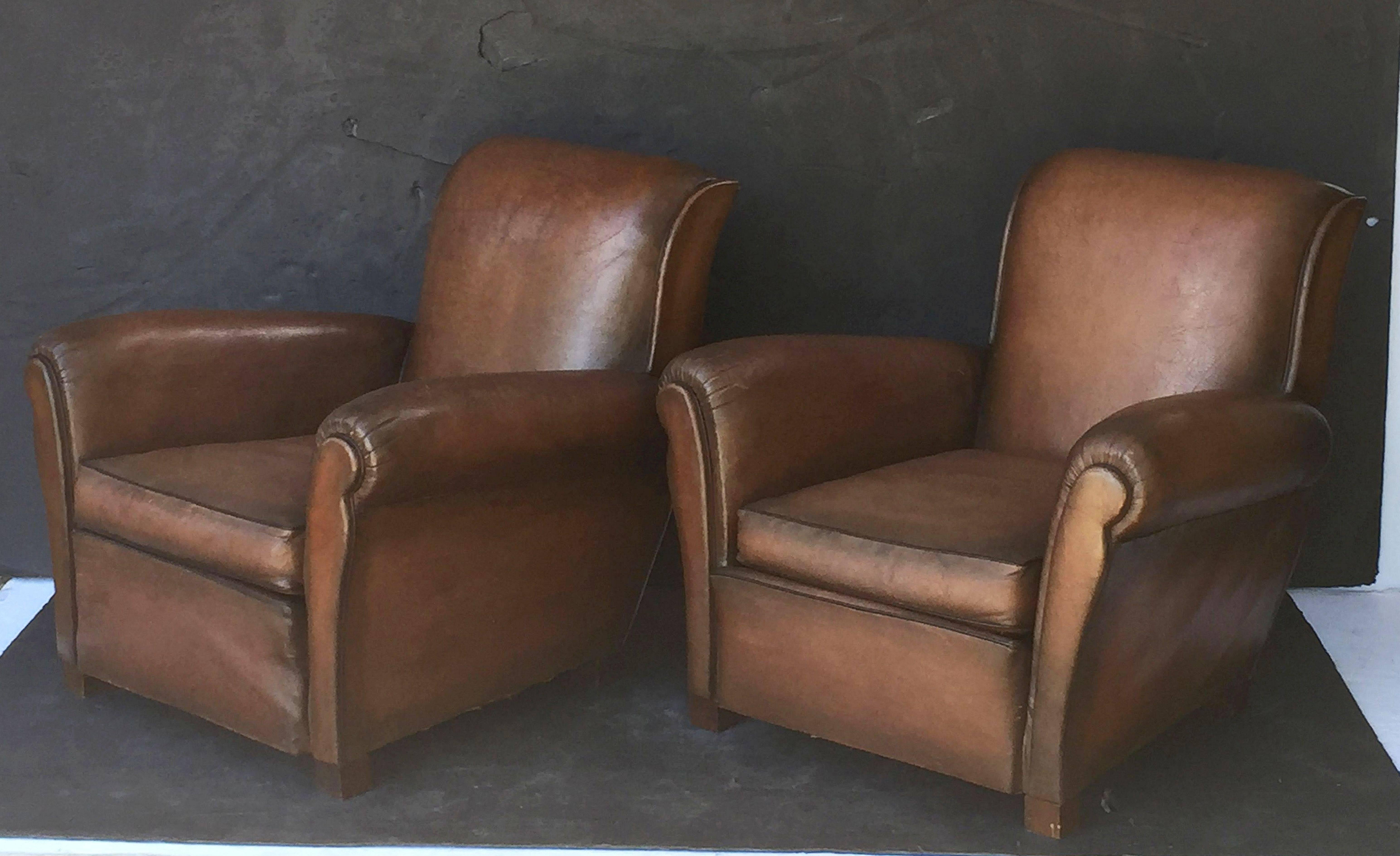 20th Century French Leather Club Chairs 'Individually Priced'