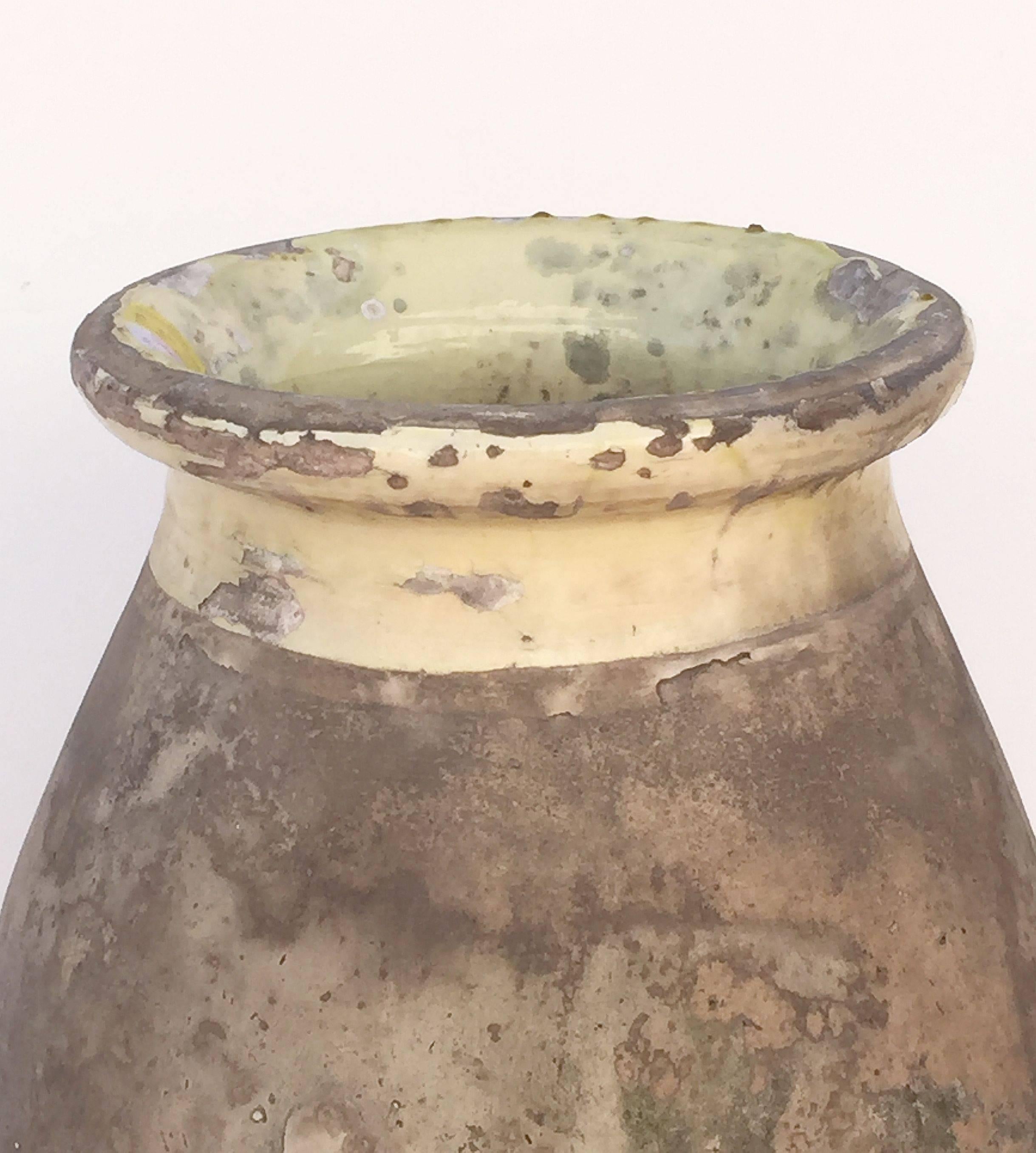 Glazed Large Biot Garden Urn or Oil Jar from France