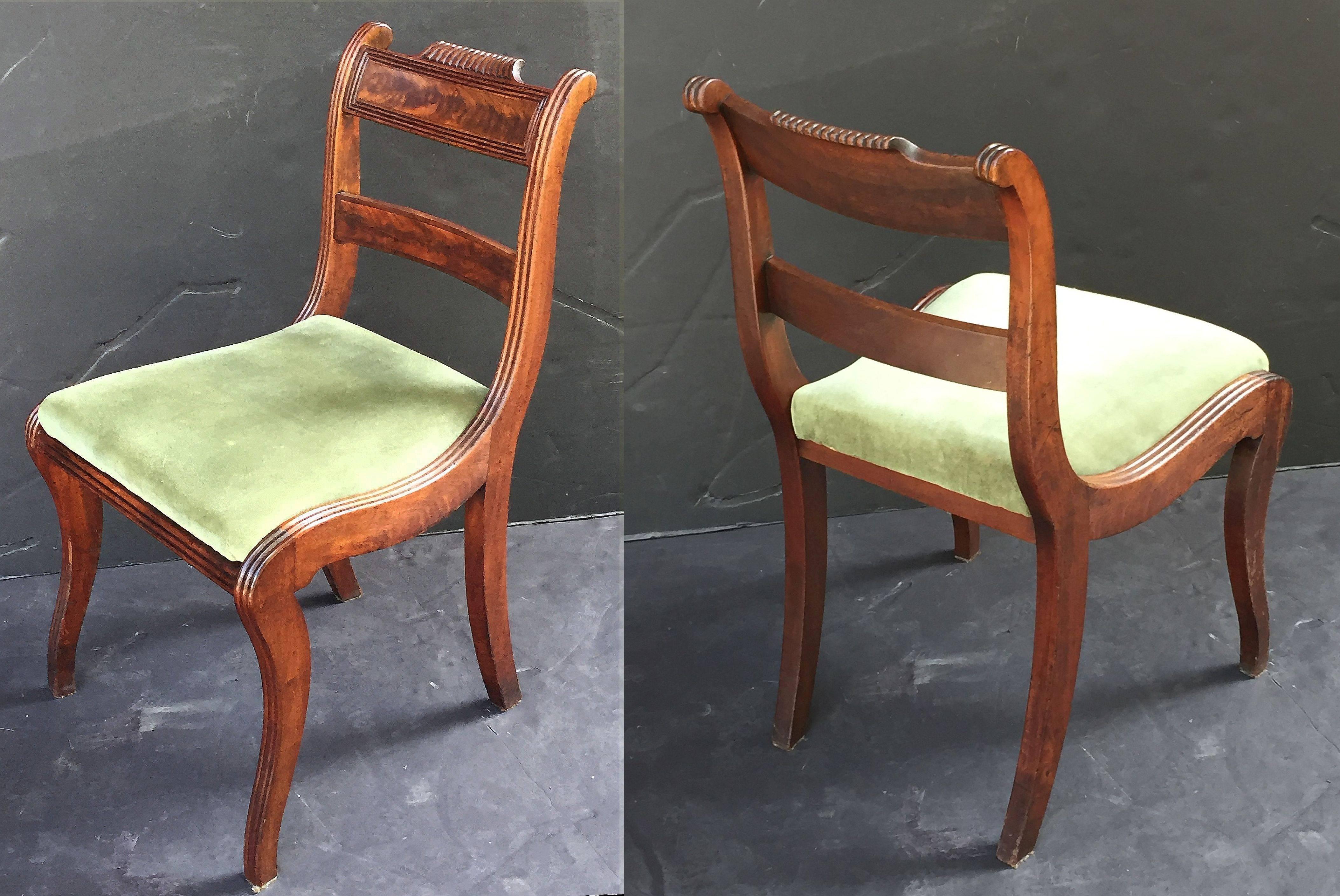 Set of Scottish Regency Dining Chairs of Mahogany, Two Arms and Six Side Chairs 1