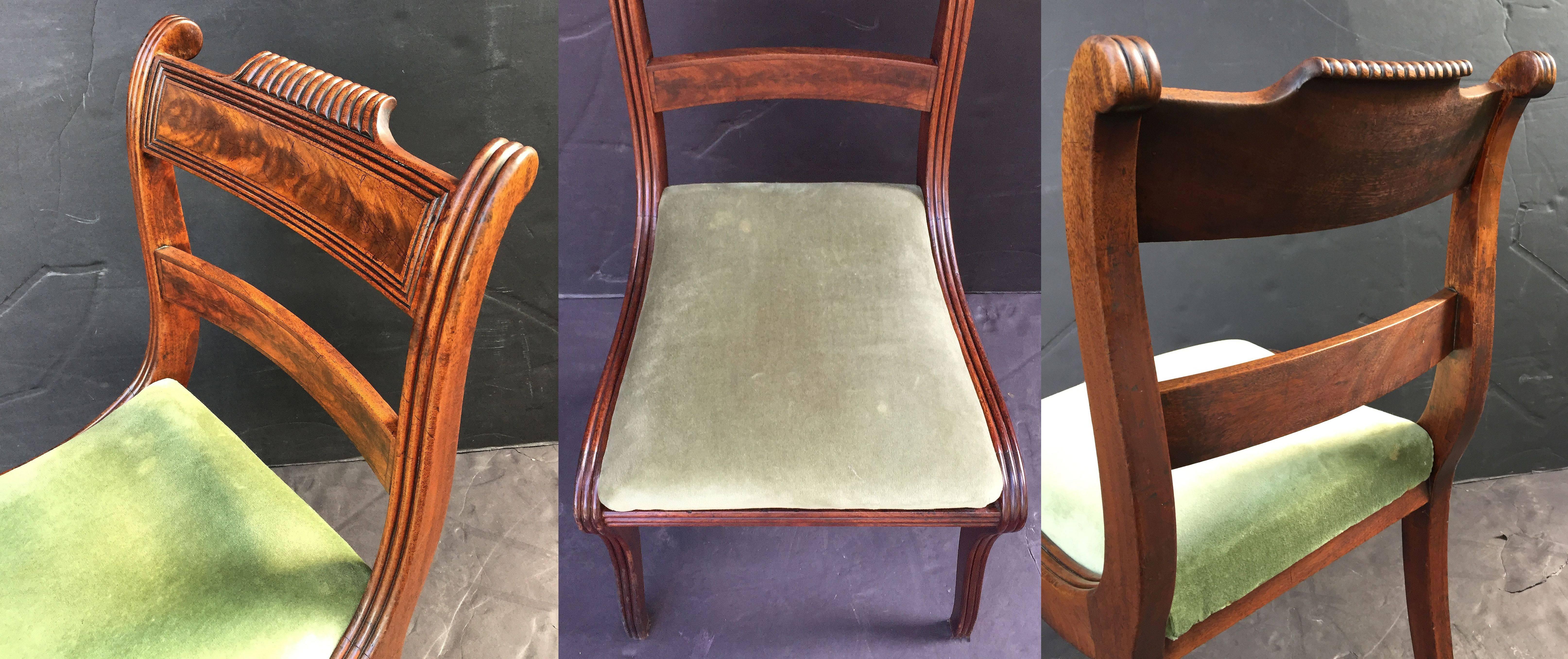 Set of Scottish Regency Dining Chairs of Mahogany, Two Arms and Six Side Chairs 4