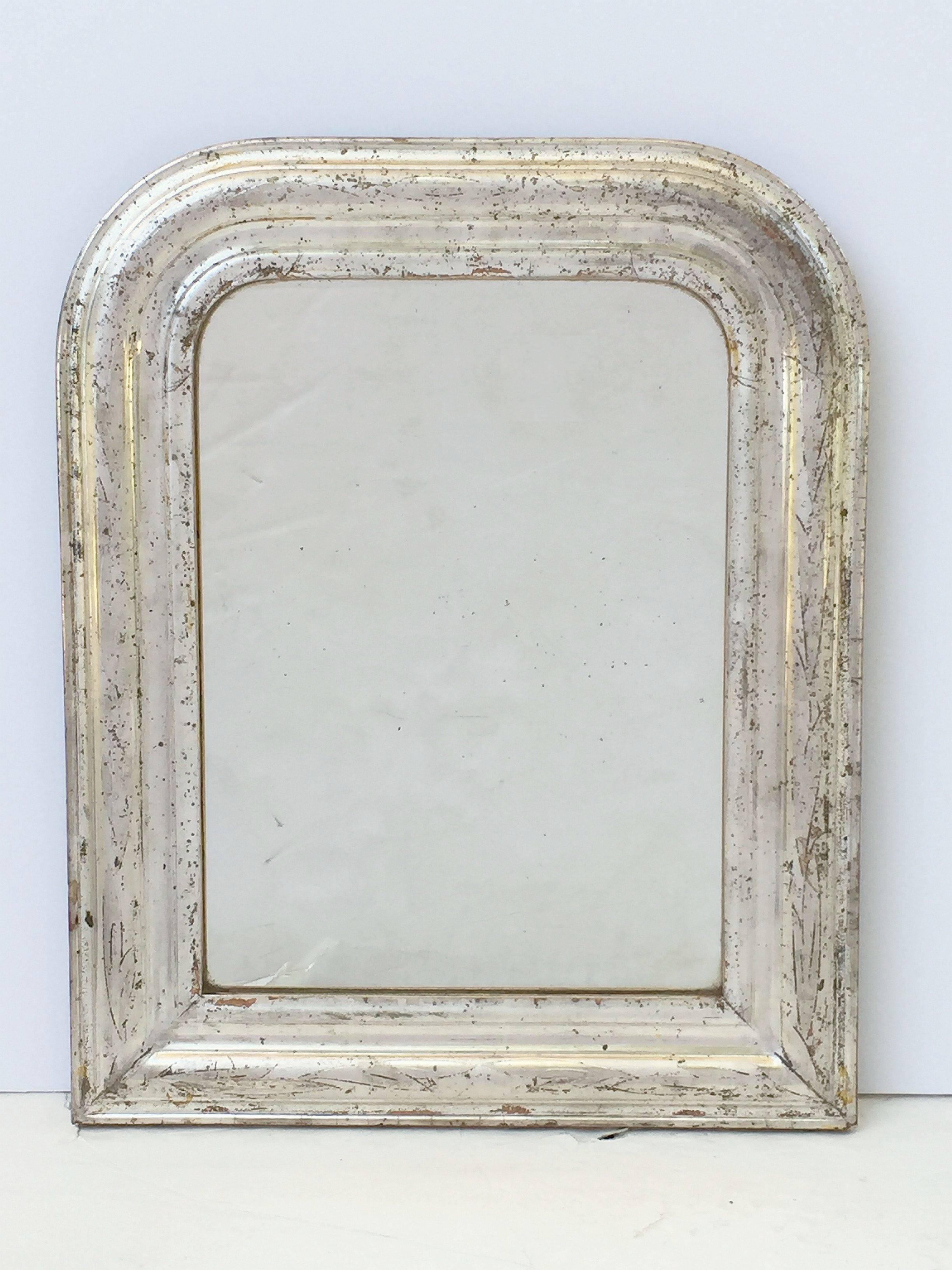 A handsome Louis Philippe wall mirror featuring a moulded surround and an etched foliate design showing through silver-leaf.

Dimensions: H 19 inches x W 15 1/2 inches

Other sizes available in this style.
