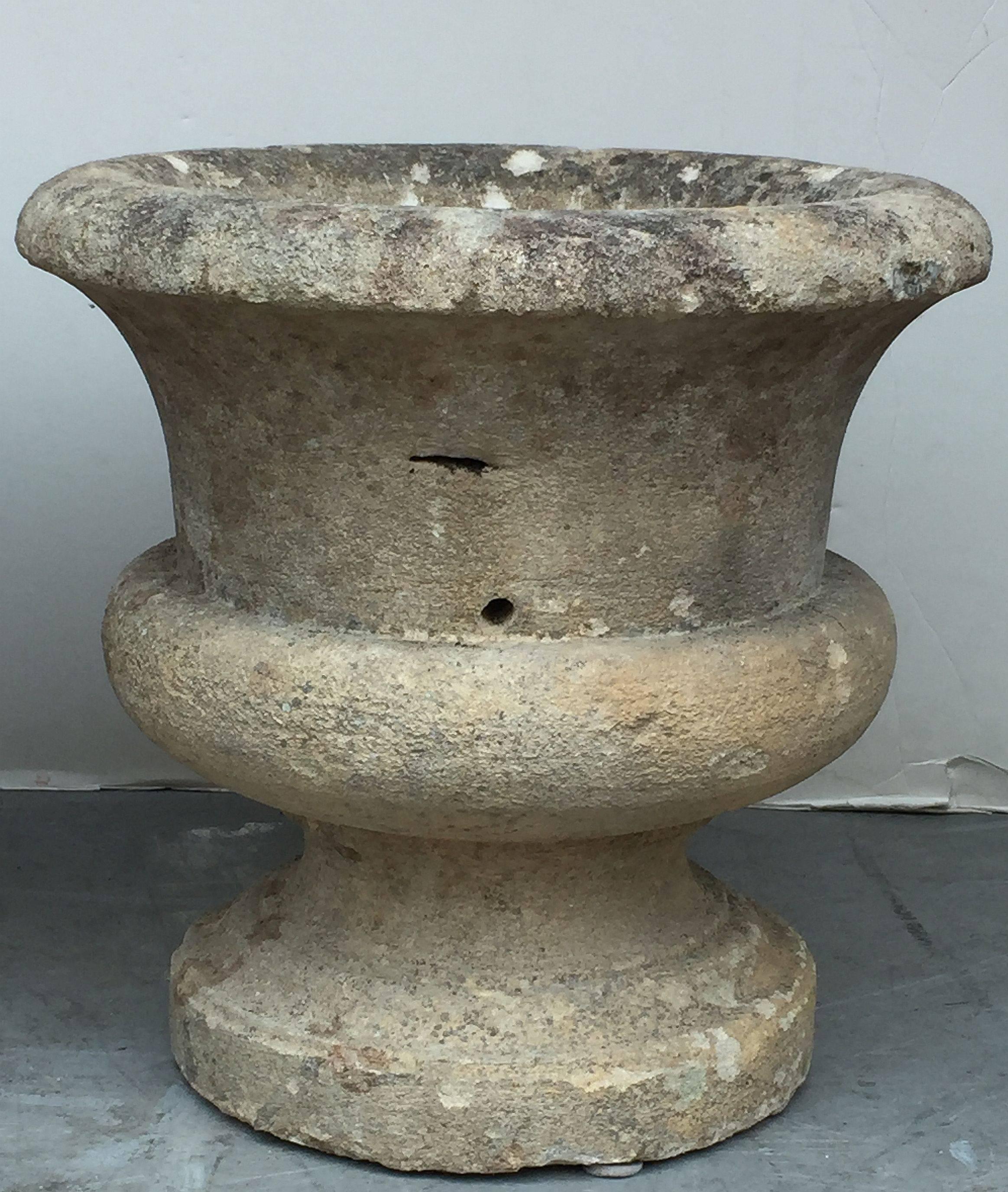 Large French Round Garden Stone Pots or Planters 'Individually Priced' In Good Condition In Austin, TX