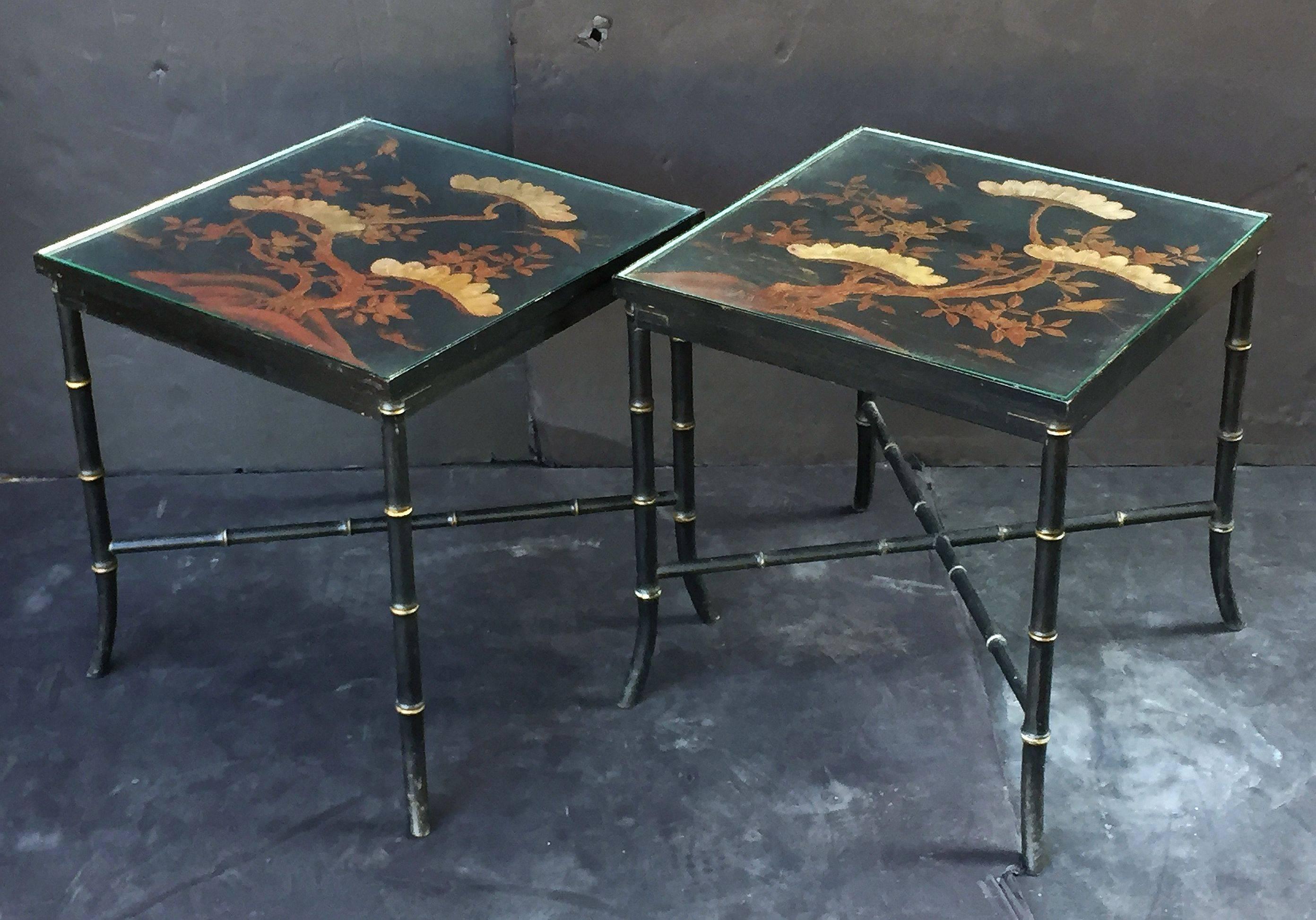 Ebonized English Low Tables of Japan-Lacquered Bamboo 'Individually Priced'