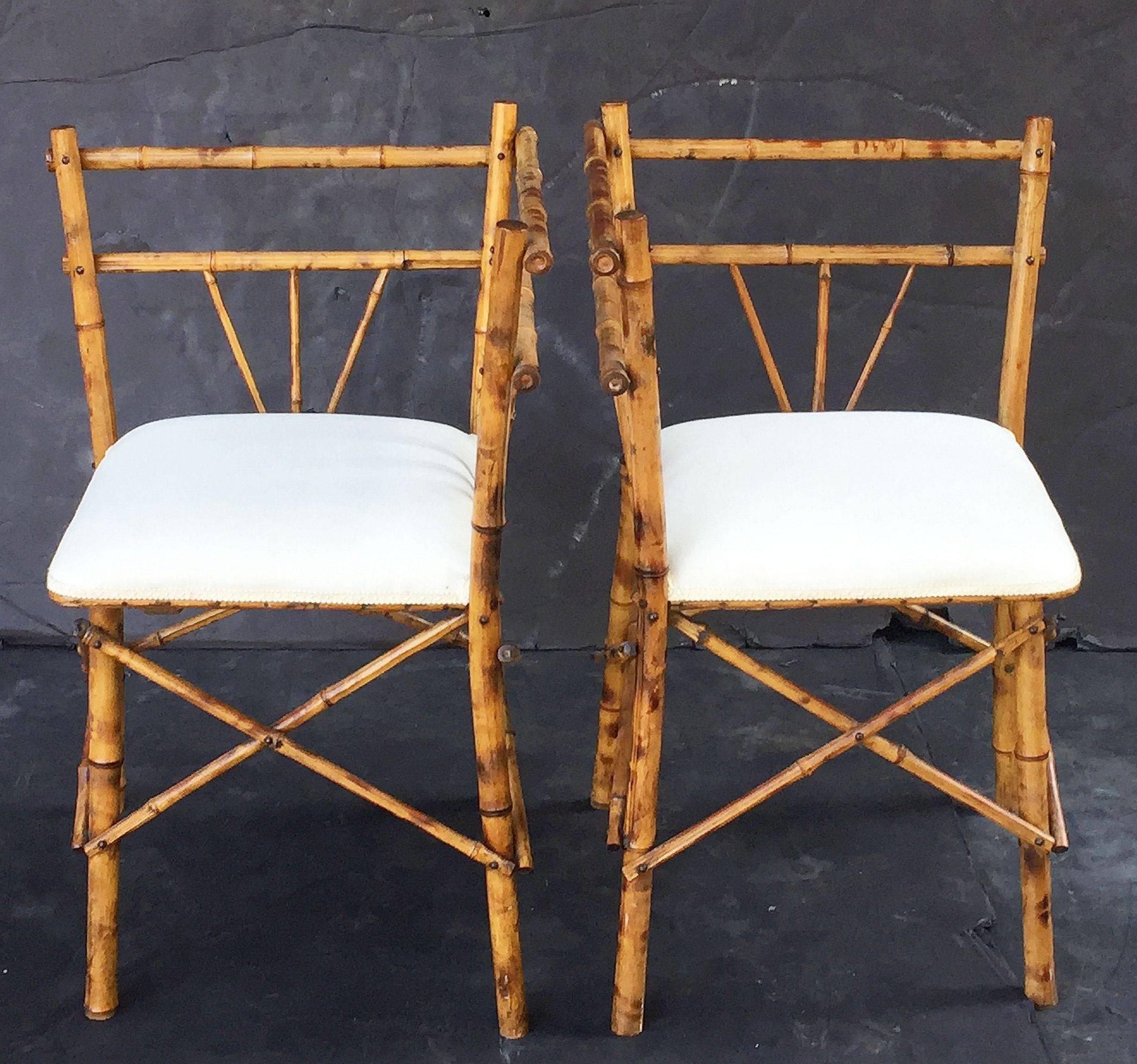English Bamboo Upholstered Corner Chairs 'Individually Priced' 1