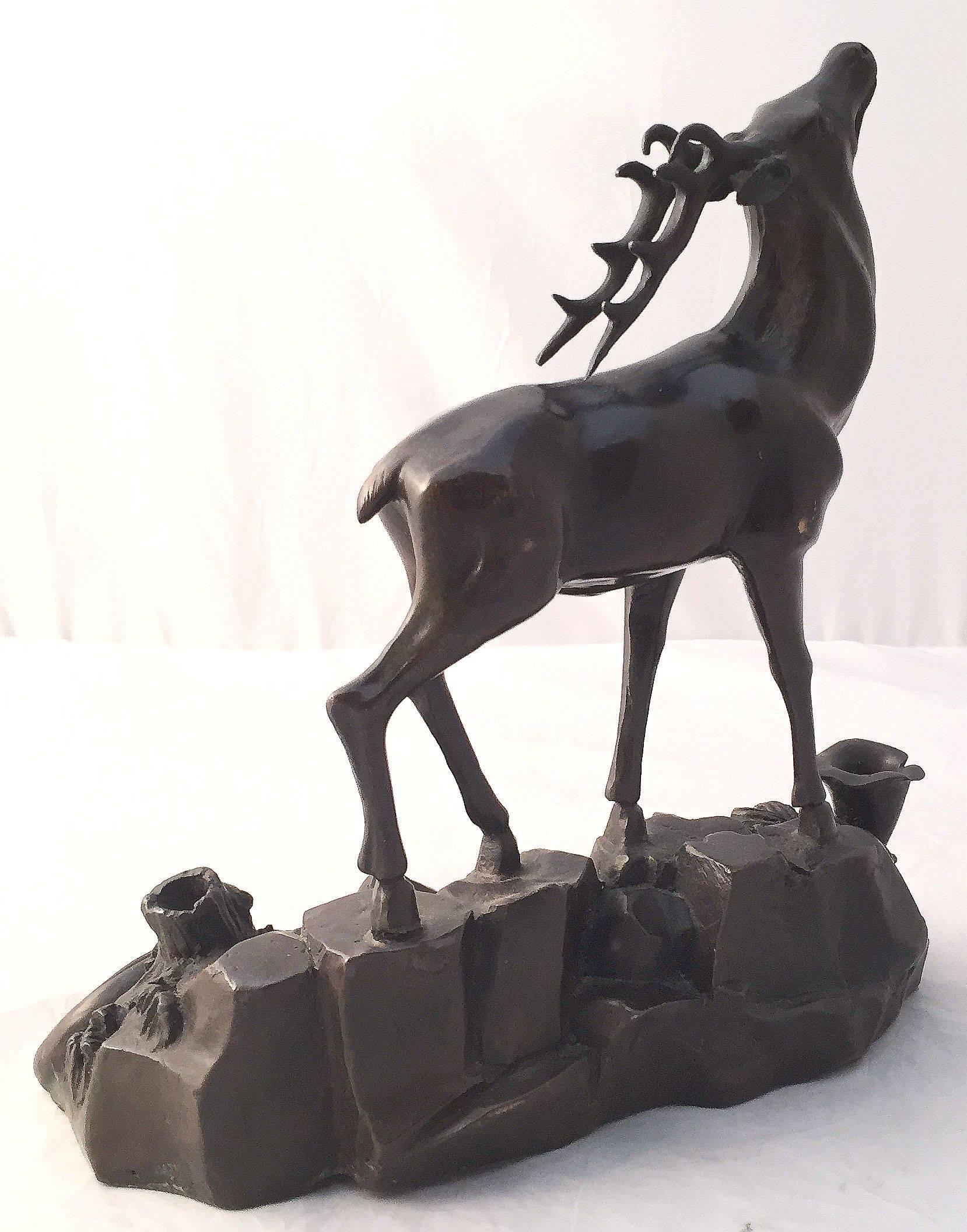 French Bronze Deer Statue In Good Condition For Sale In Austin, TX