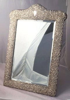 English Vanity or Table Mirror of Sterling Silver, circa 1898
