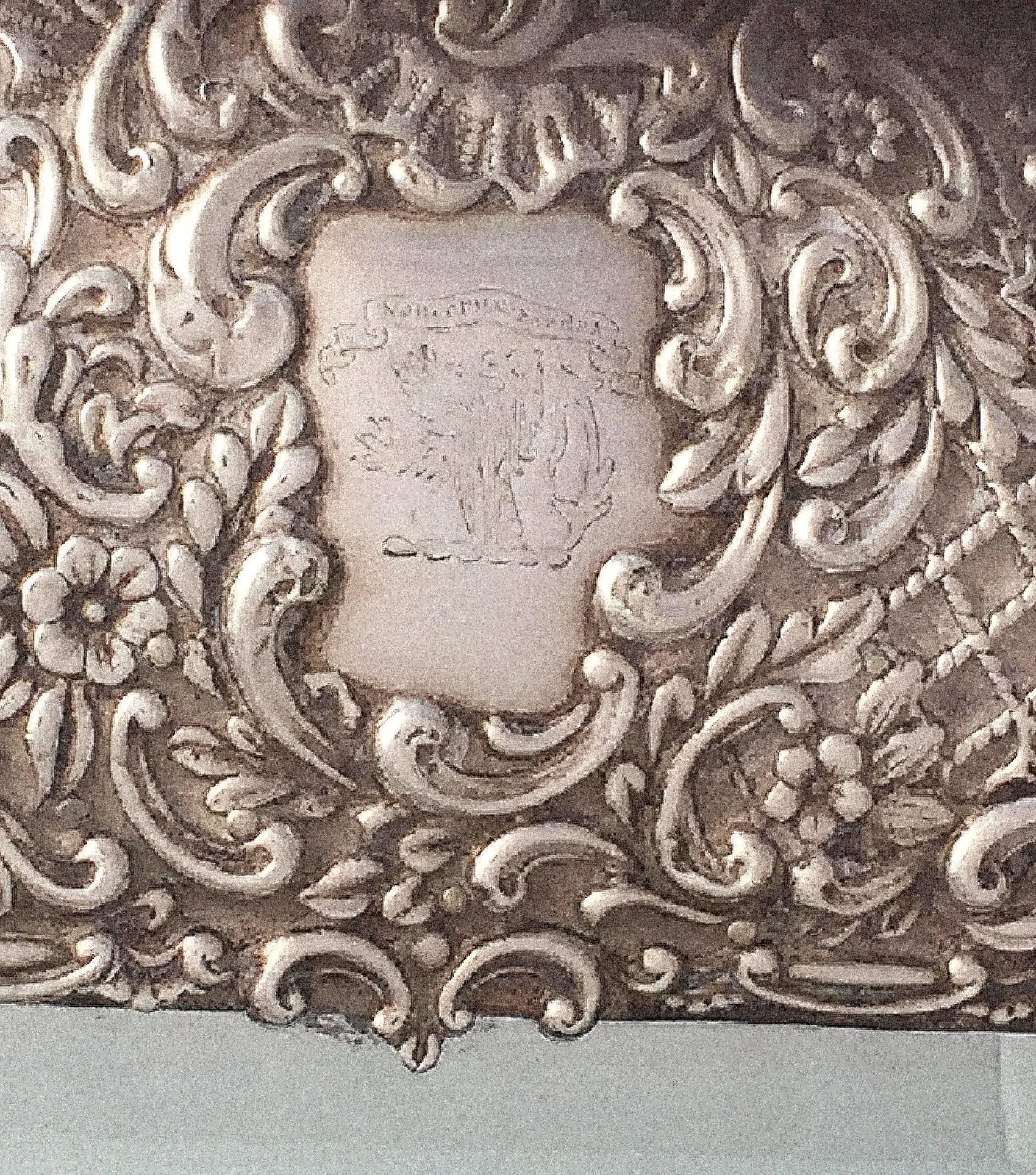 English Vanity or Table Mirror of Sterling Silver, circa 1898 2