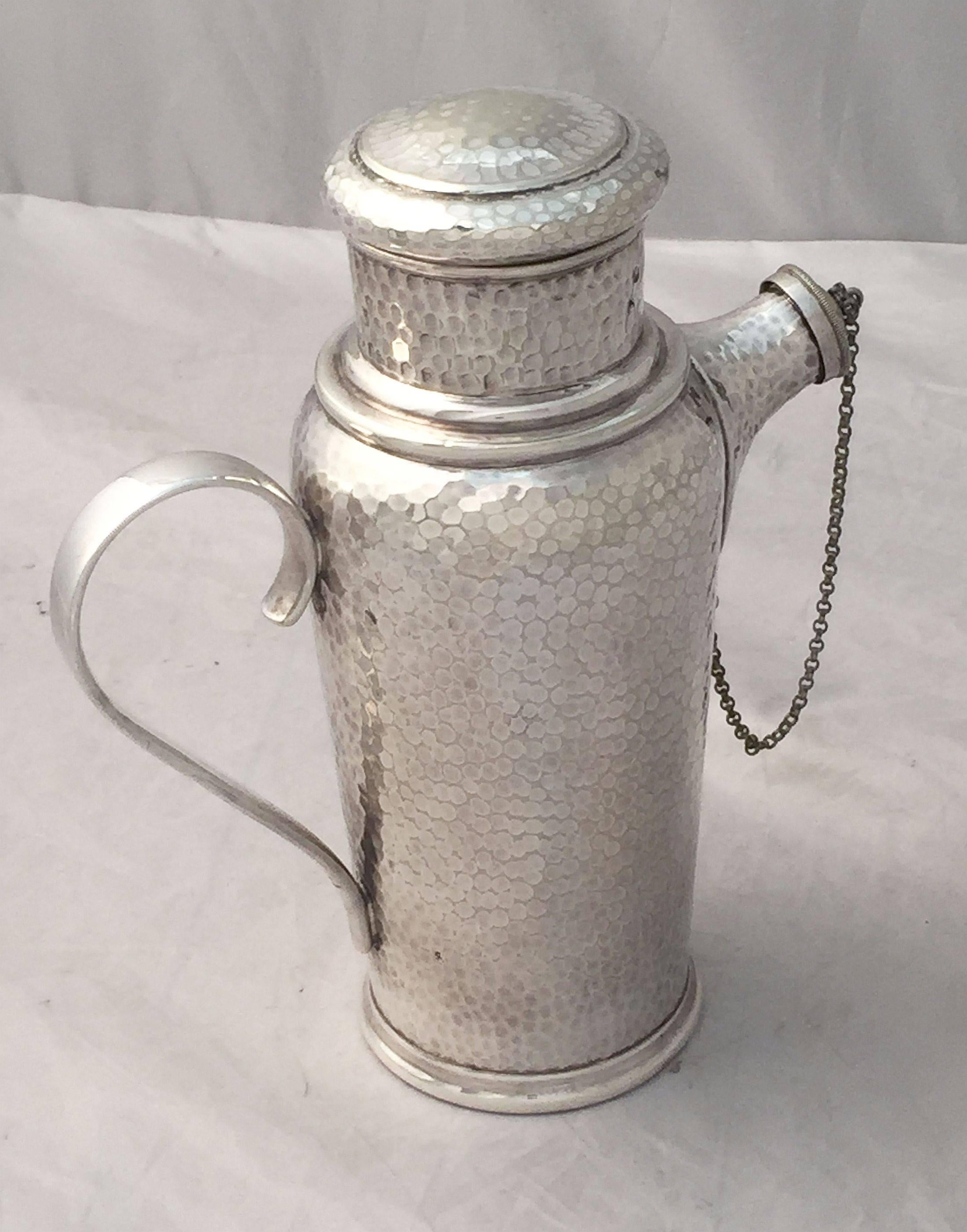 English Planished Cocktail Shaker by William Shirtcliffe & Son 1