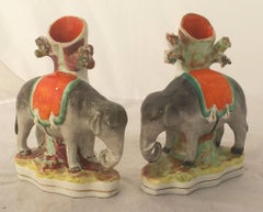 Pair of 19th Century English Staffordshire Elephants