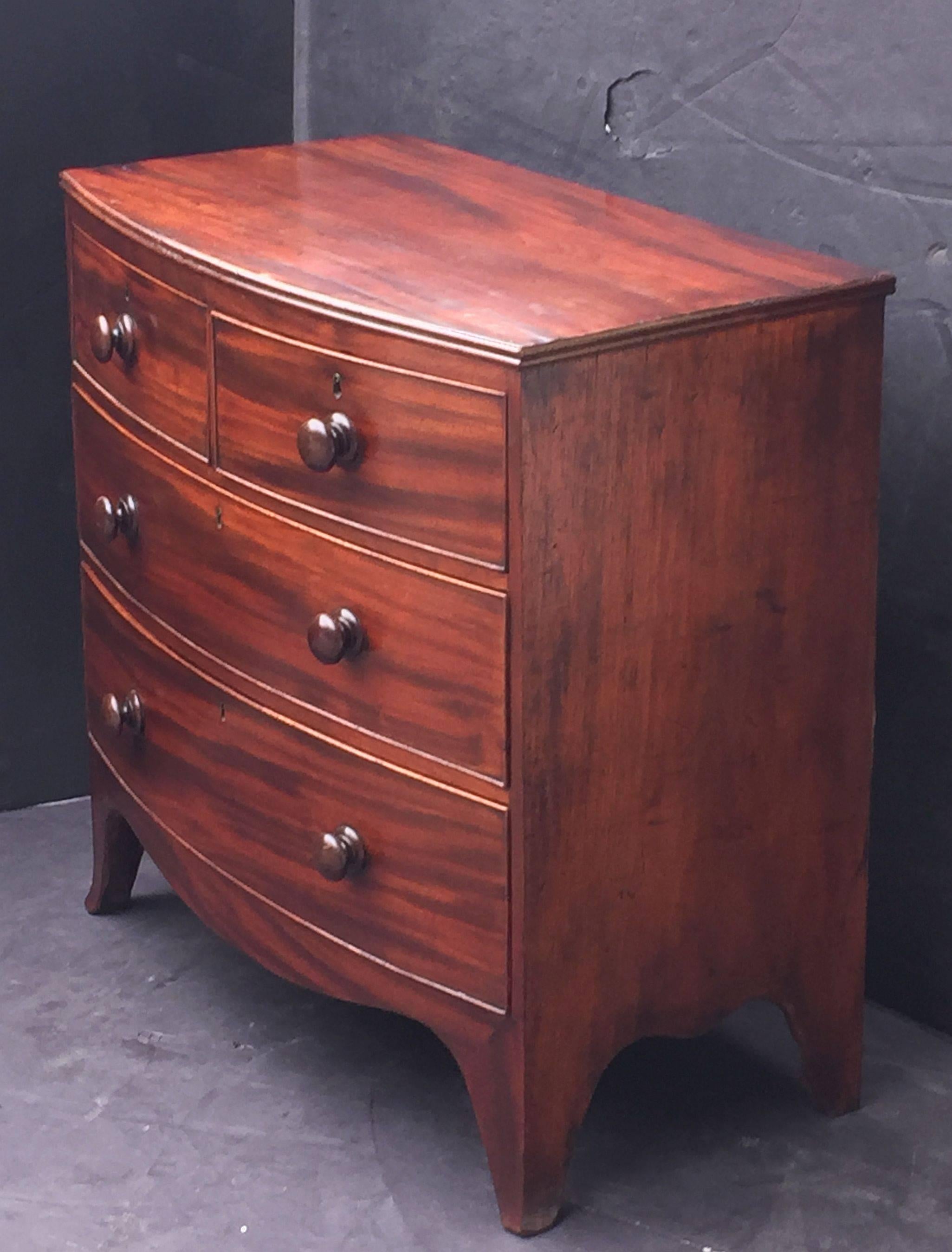 Wood English Bow Front Chest of Mahogany
