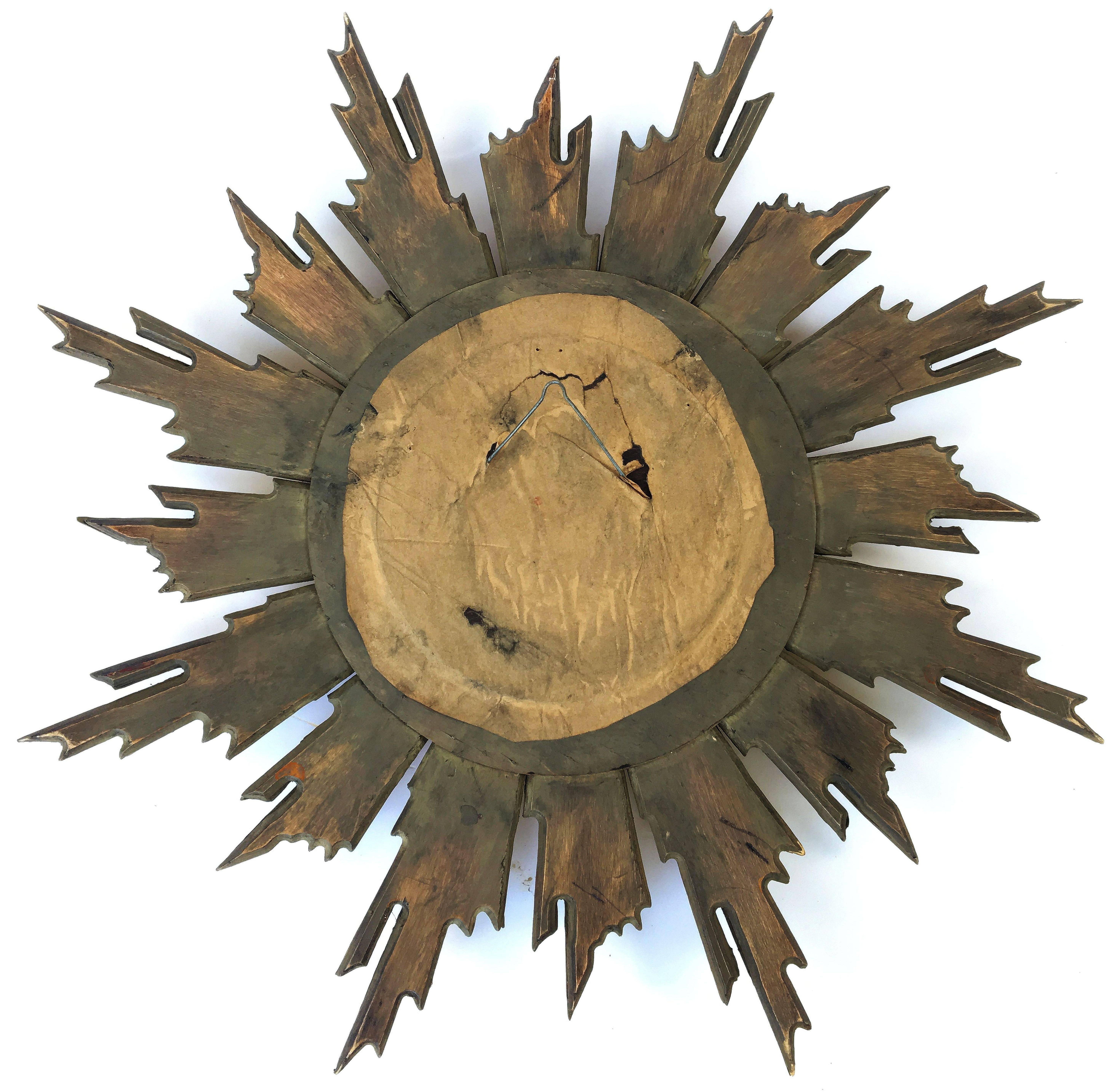French Gilt Sunburst or Starburst Convex Mirror 4