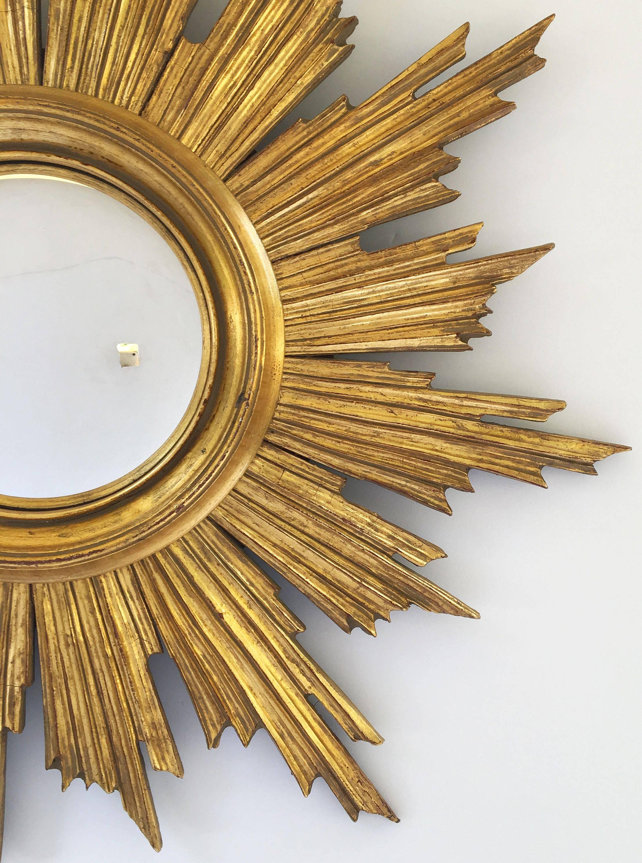 French Gilt Sunburst or Starburst Convex Mirror 2